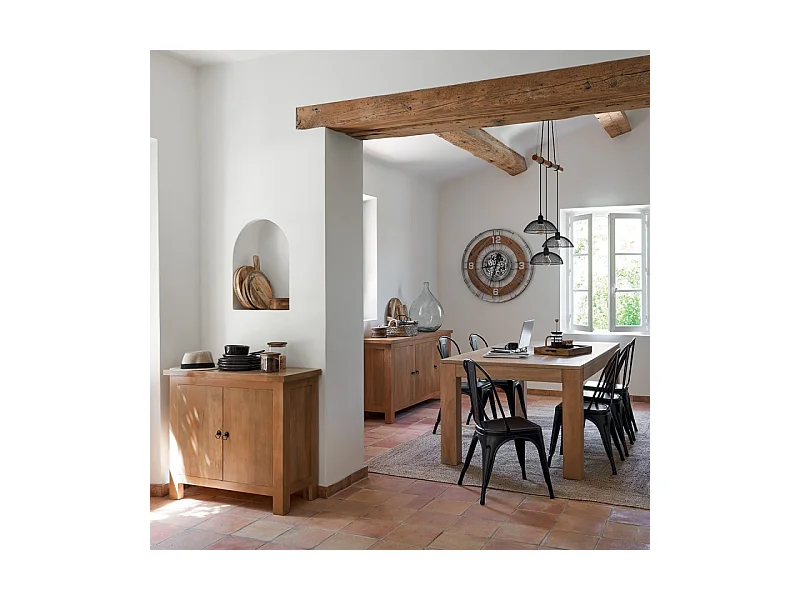 Gran Reloj de Pared Silencioso de Metal y Madera D 90 cm Multicolor