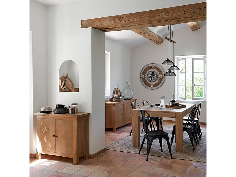 Grande Pendule murale silencieuse en Métal et Bois D 90 cm