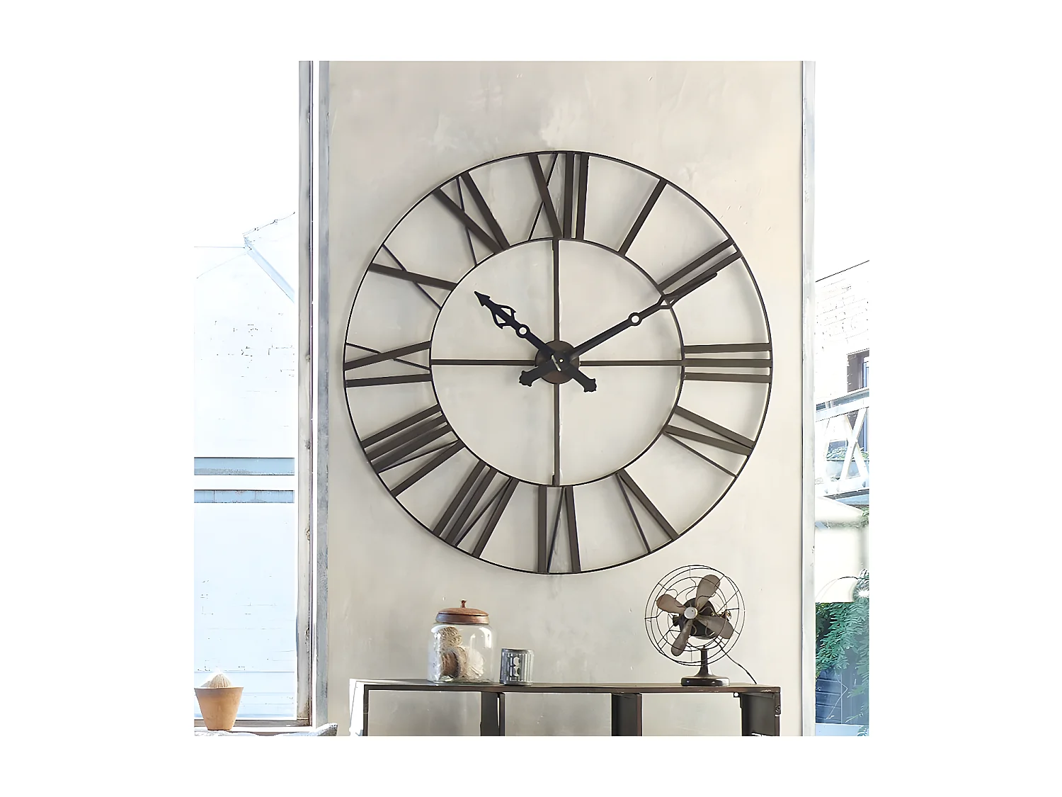 Pendule murale Vintage en métal Gris D 70 cm