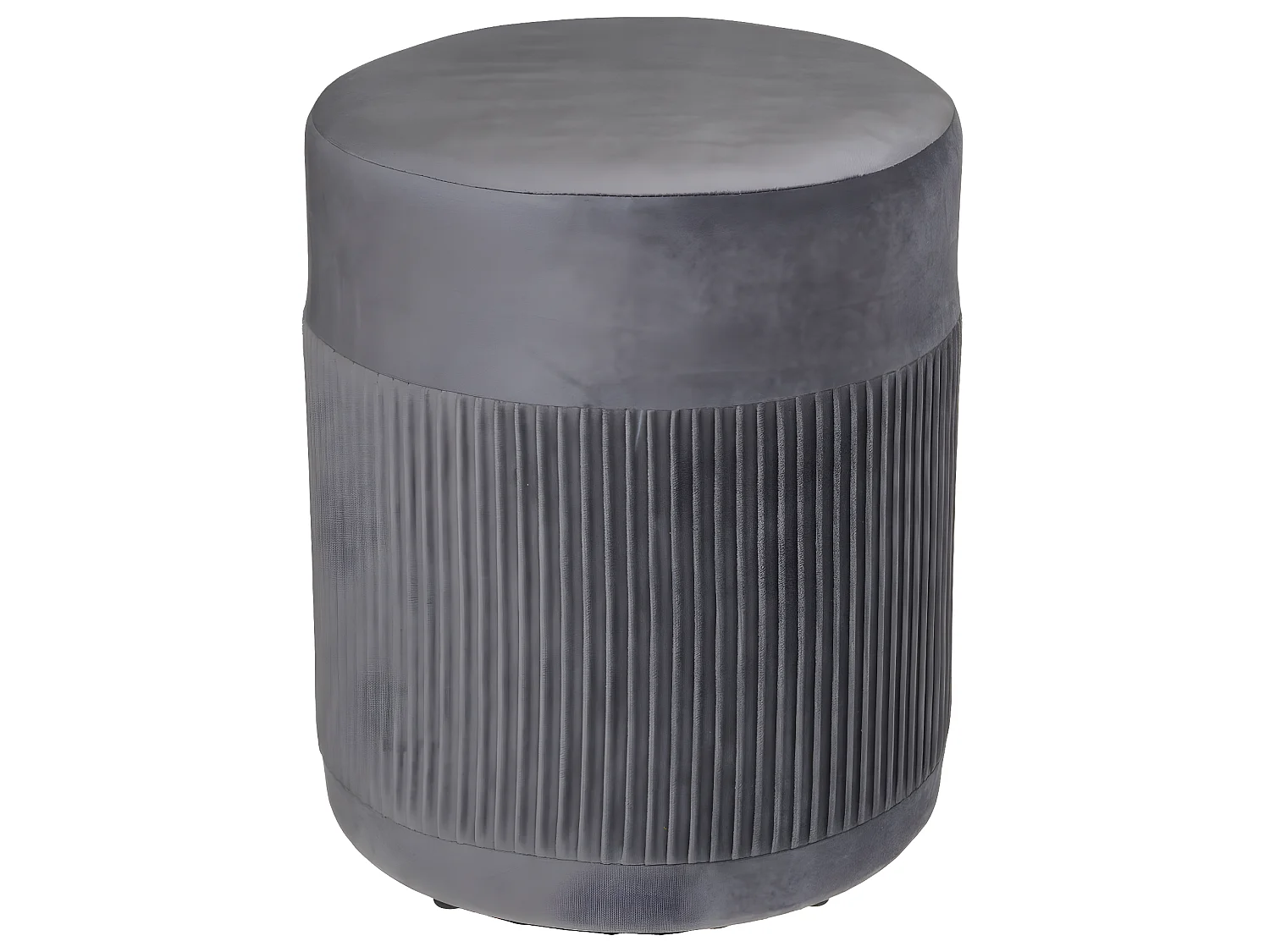 Pouf en Velours Gris D. 31 x H. 38 cm