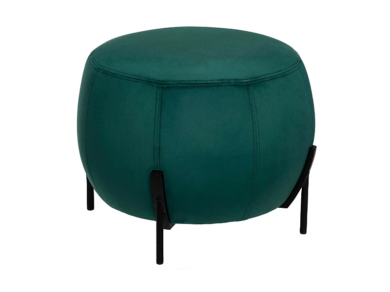 Pouf en Velours Vert et Pieds en Métal D 44 x H 35 cm