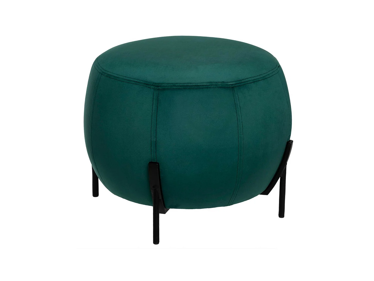 Pouf en Velours Vert et Pieds en Métal D 44 x H 35 cm
