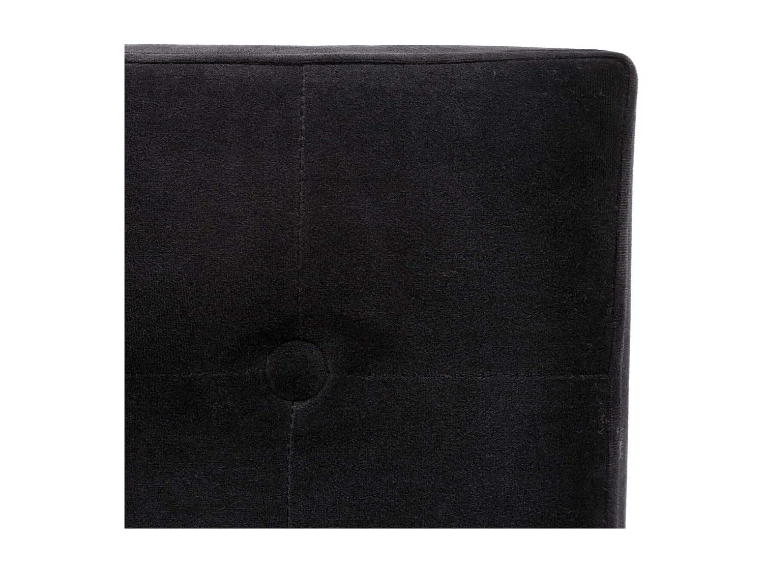 2 en 1 Pouf pliant et coffre de rangement Velours Noir 38 x 38 cm