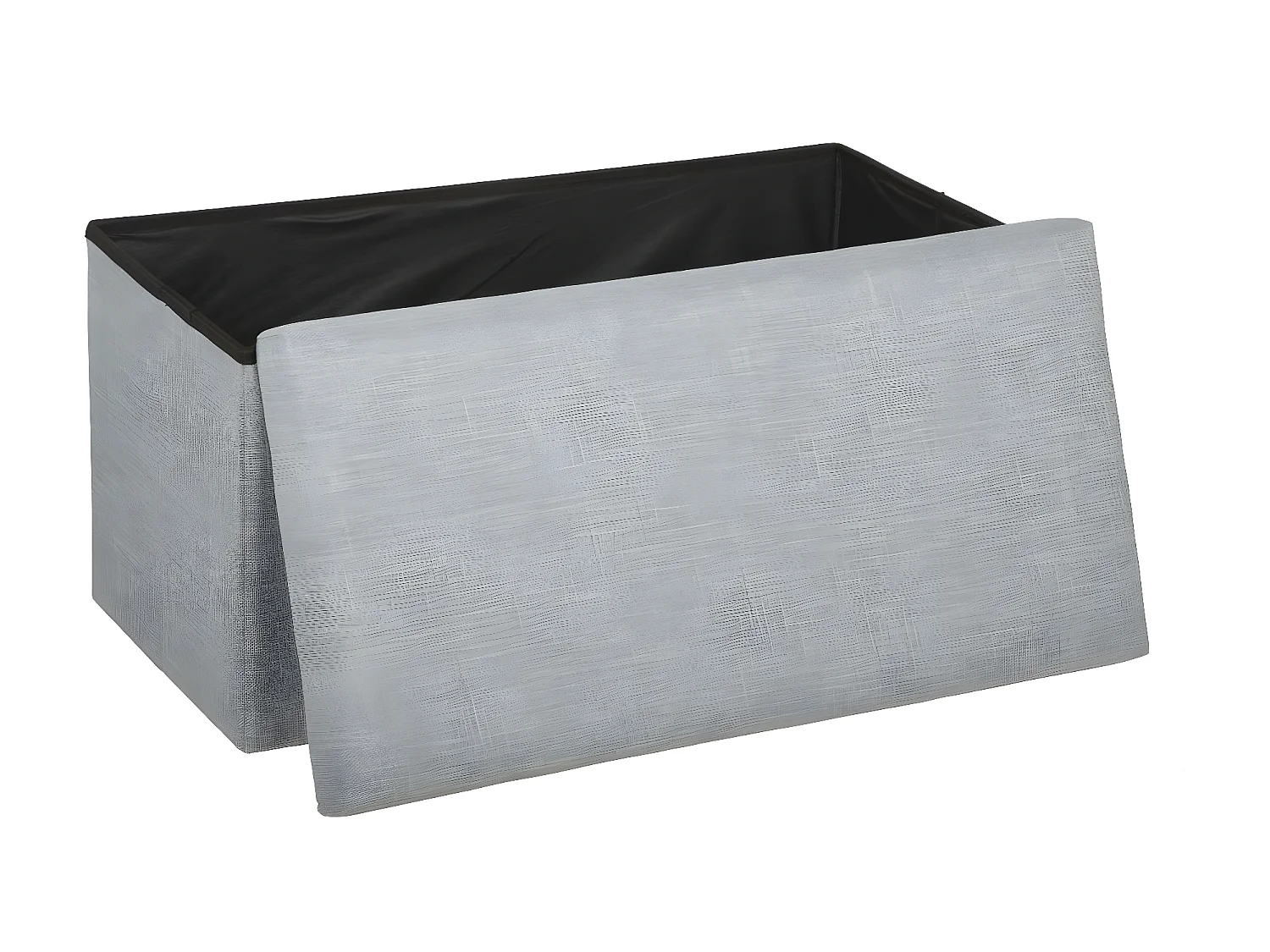 2 en 1 Pouf pliant double et coffre de rangement Gris clair aspect Lin 76.6 x H 37.5 cm
