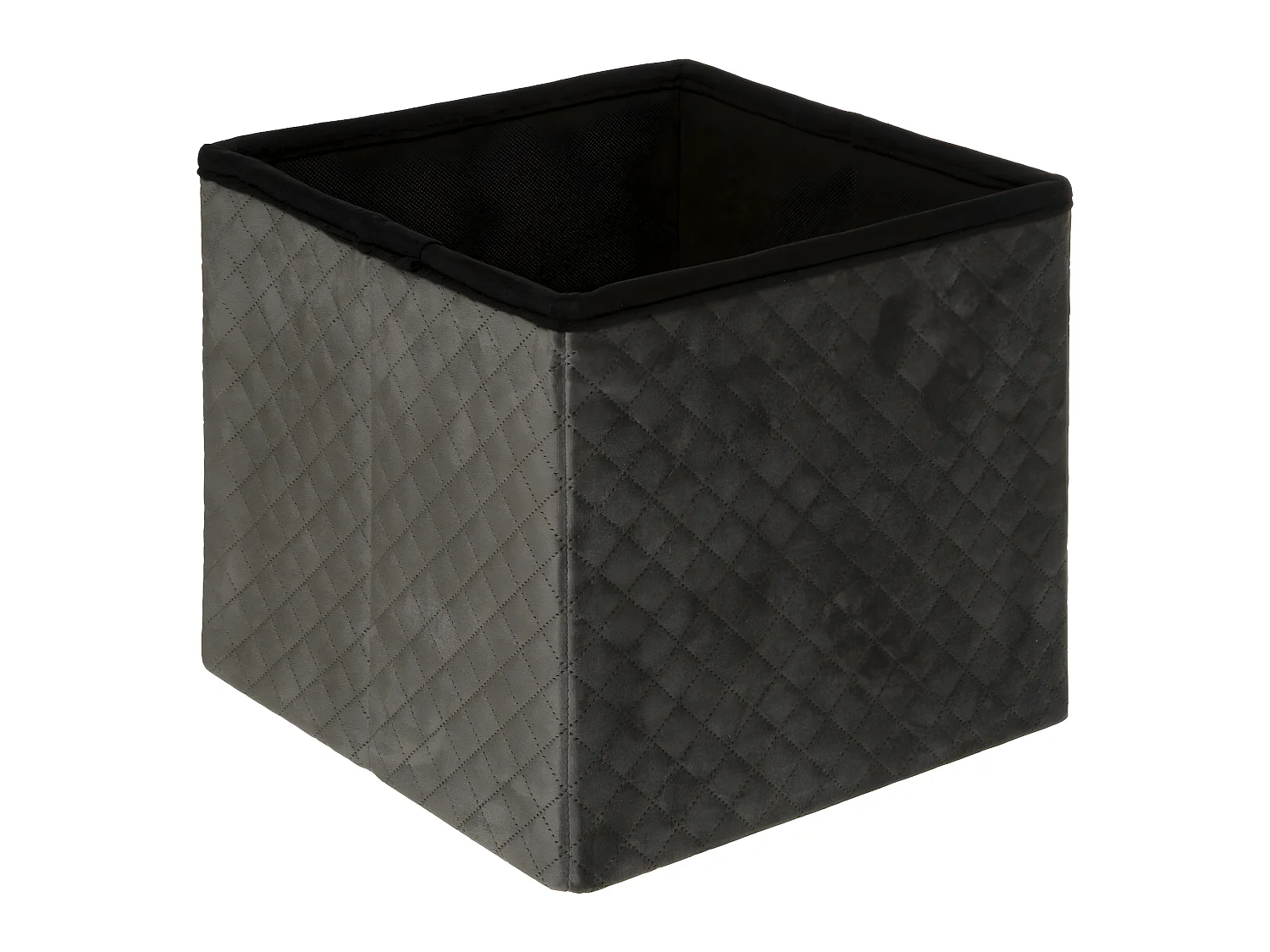 2 en 1 Pouf et Coffre de rangement en velours Gris 31 x 31 cm