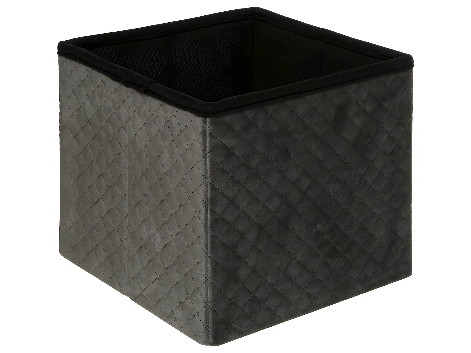 2 en 1 Pouf et Coffre de rangement en velours Gris 31 x 31 cm