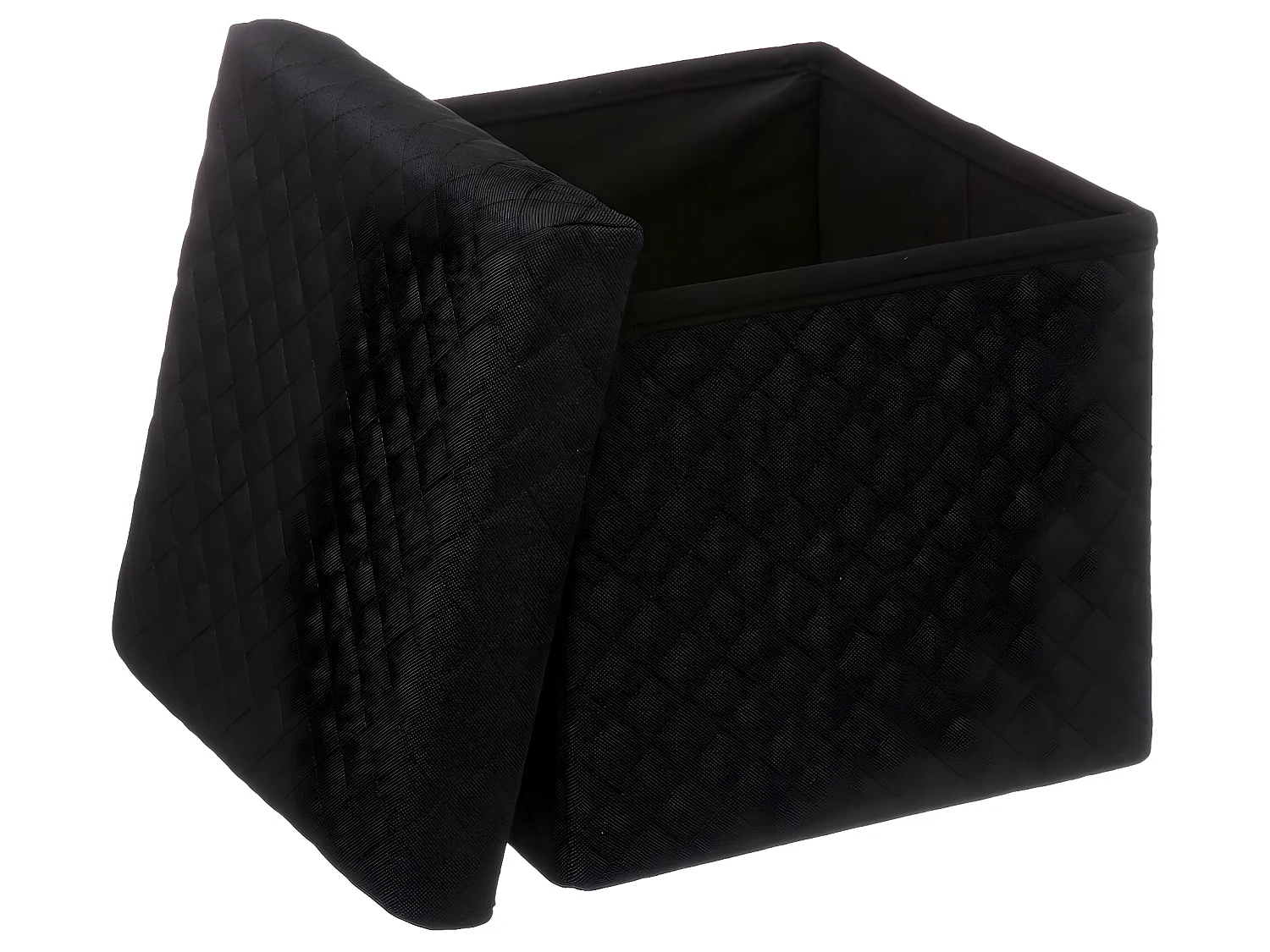 2 en 1 Pouf et Coffre de rangement Noir 31 x 31 cm