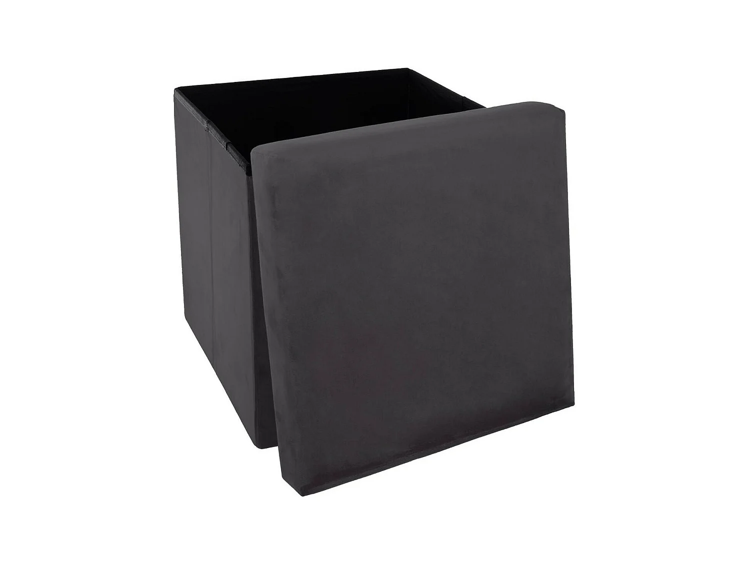 2 en 1 Pouf pliant et coffre de rangement Velours Gris foncé 38 x 38 cm