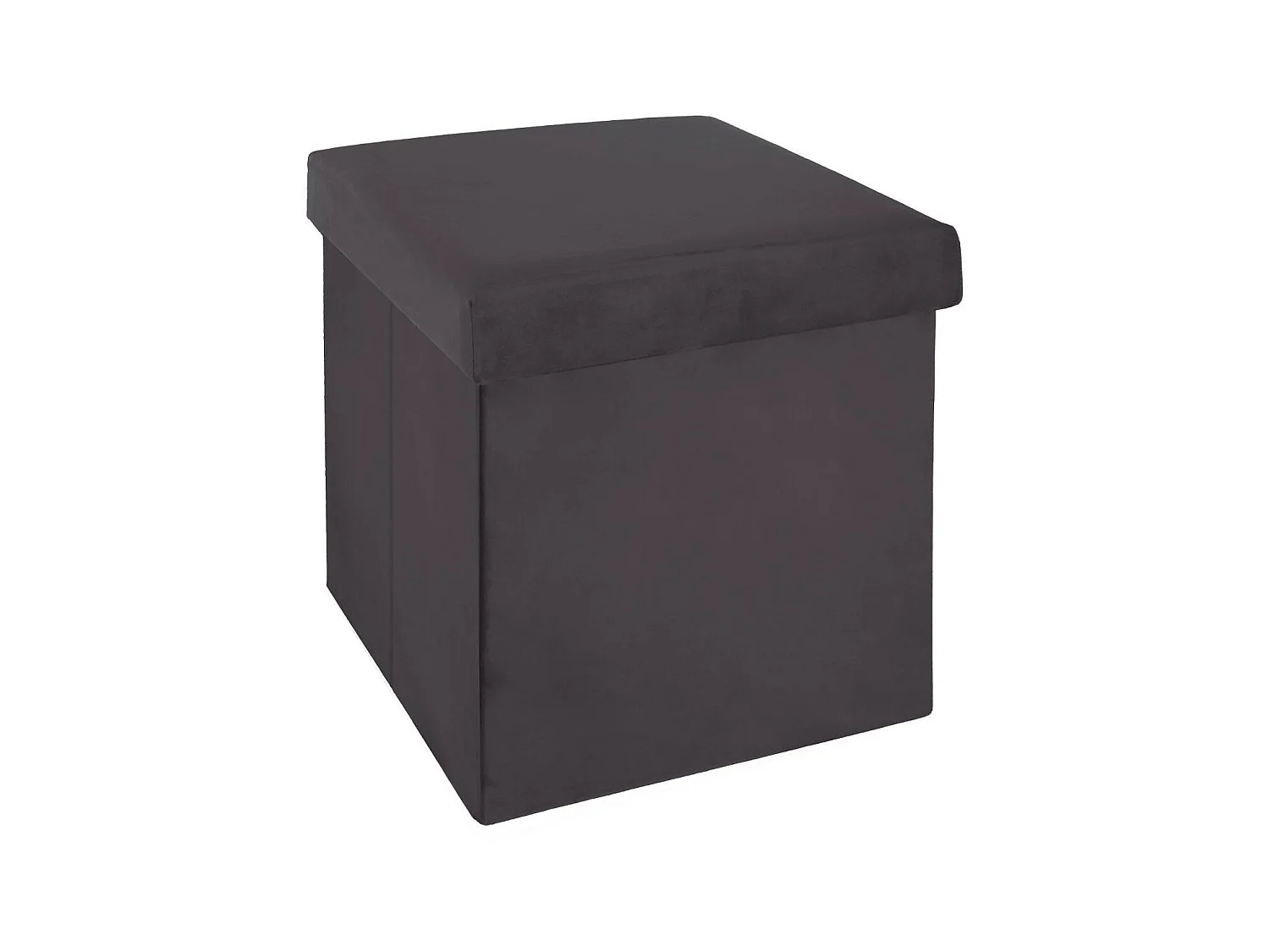2 en 1 Pouf pliant et coffre de rangement Velours Gris foncé 38 x 38 cm