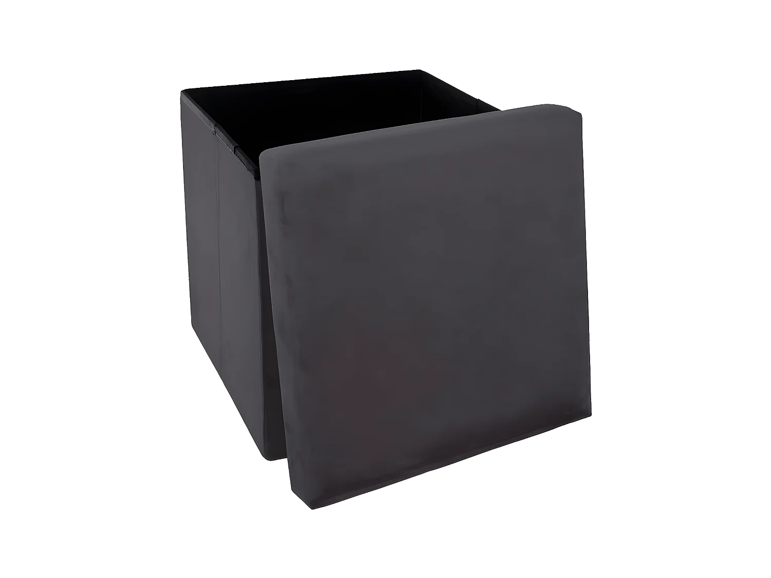 2 en 1 Pouf pliant et coffre de rangement Velours Gris foncé 38 x 38 cm