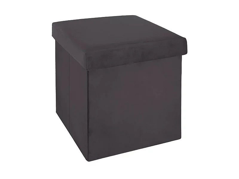 2 en 1 Pouf pliant et coffre de rangement Velours Gris foncé 38 x 38 cm