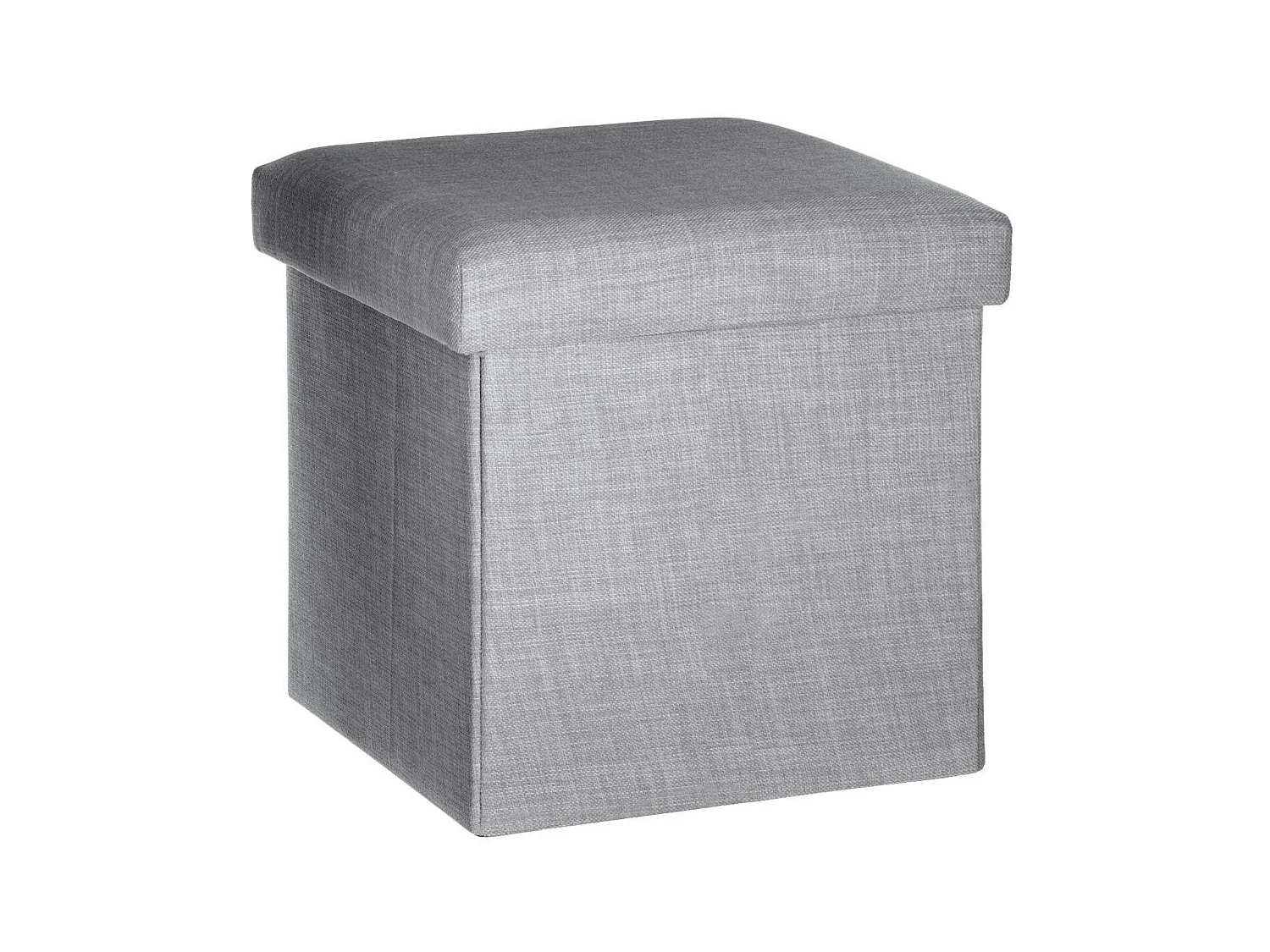 2 en 1 Pouf pliant et coffre de rangement Gris clair aspect Lin 38 x 38 cm