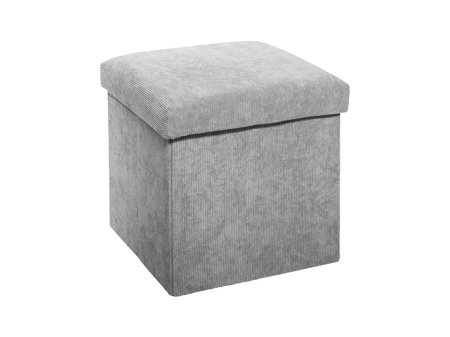 2 en 1 Pouf pliant et Coffre de rangement Velours côtelé Gris H 38 cm