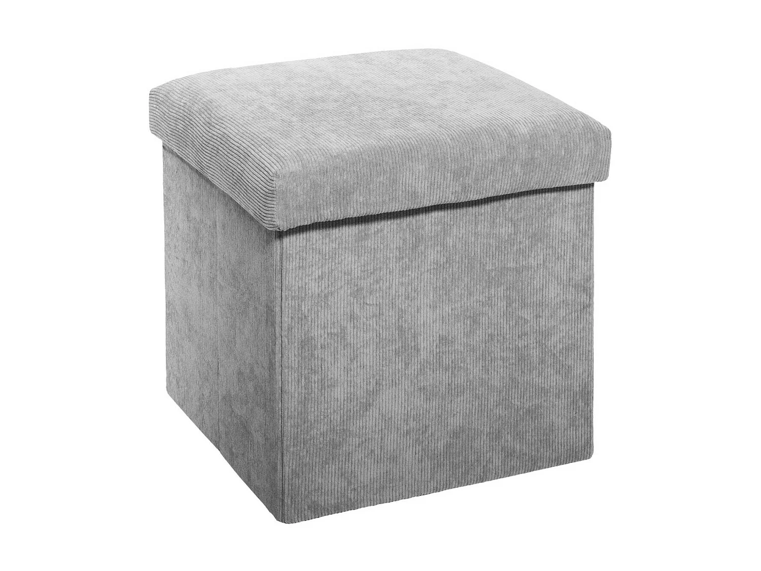 2 en 1 Pouf pliant et Coffre de rangement Velours côtelé Gris H 38 cm