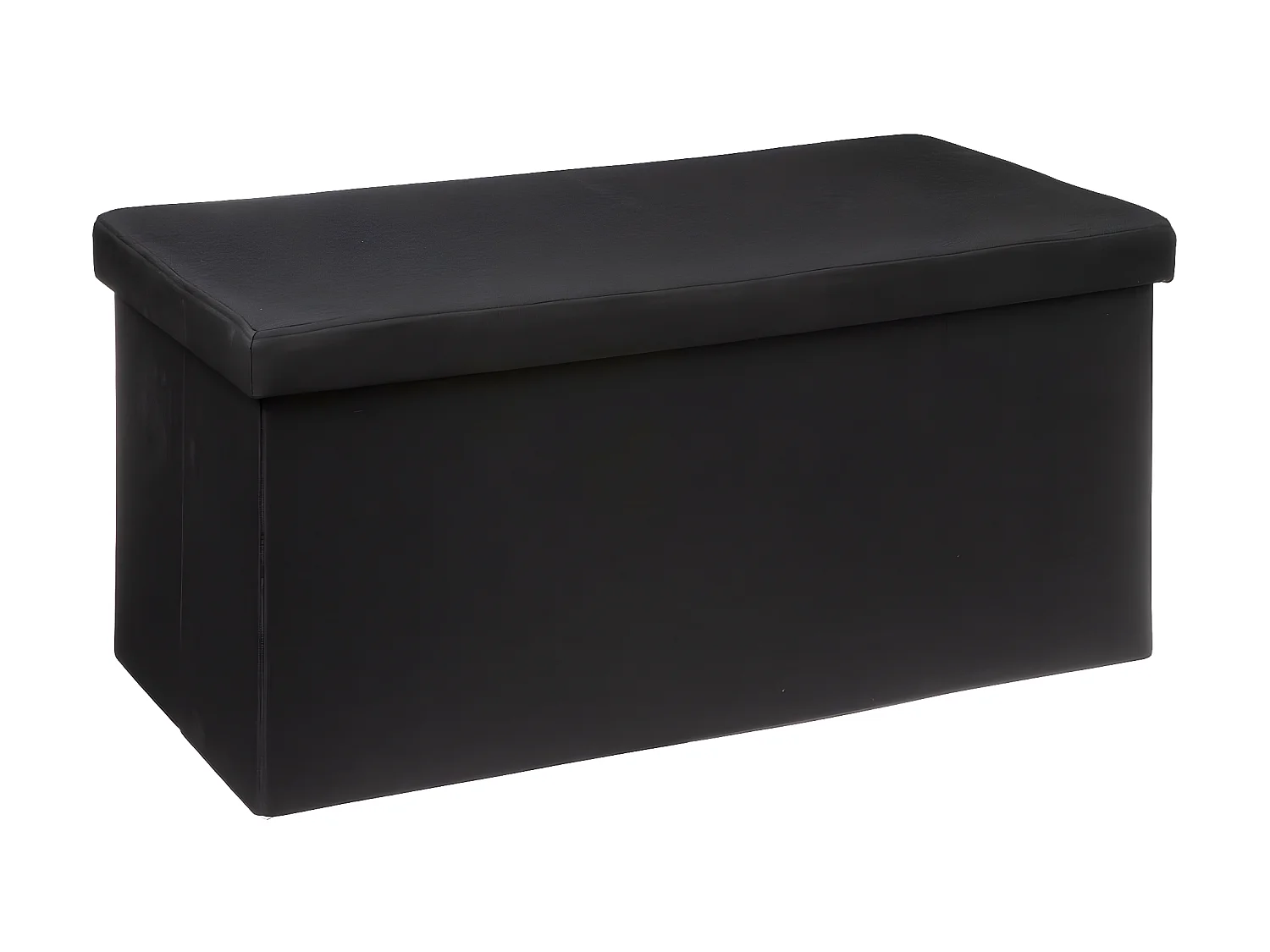 2 en 1 Pouf pliant double et Coffre de rangement Noir 76 x 37.5 cm