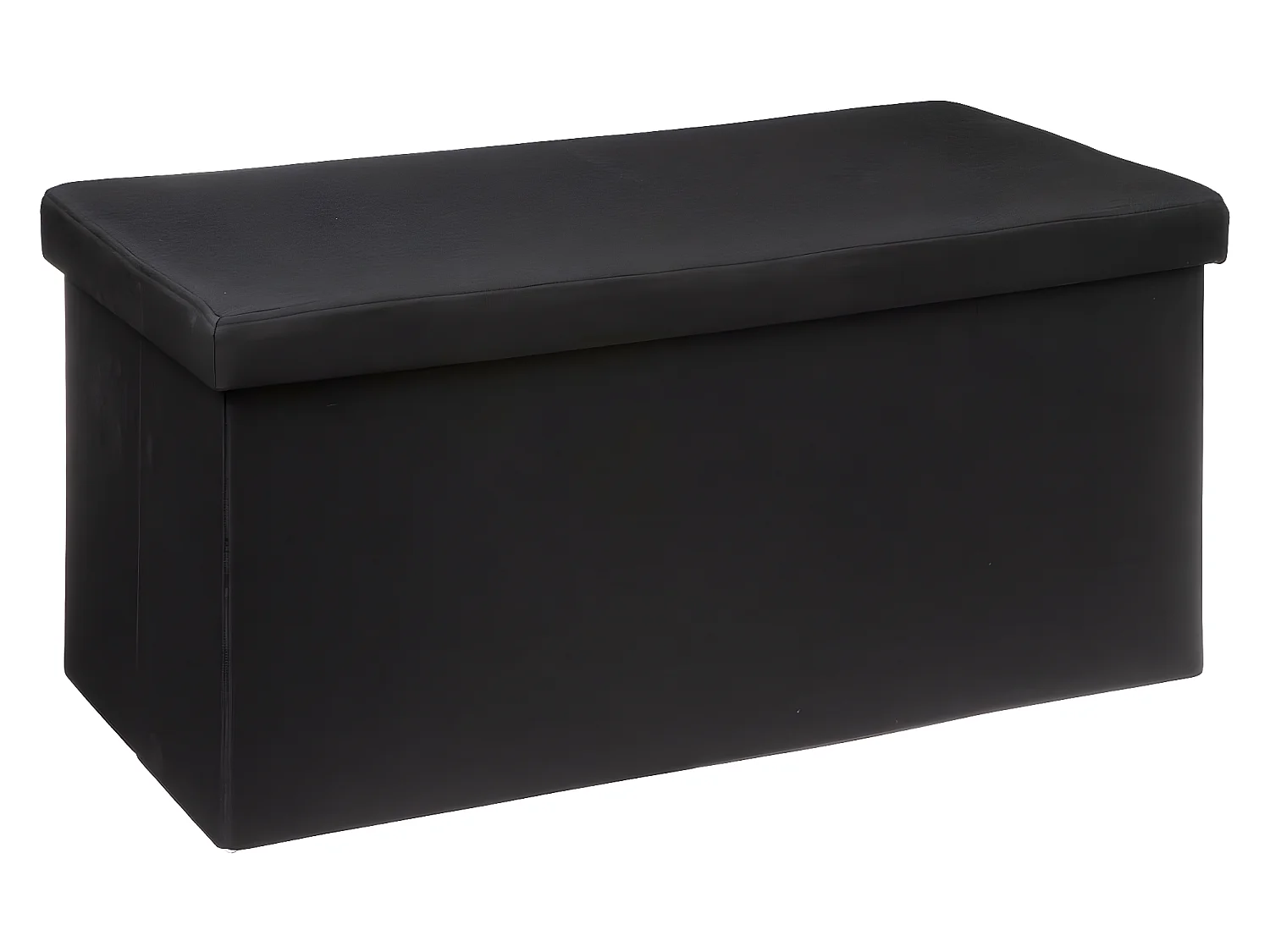 2 en 1 Pouf pliant double et Coffre de rangement Noir 76 x 37.5 cm