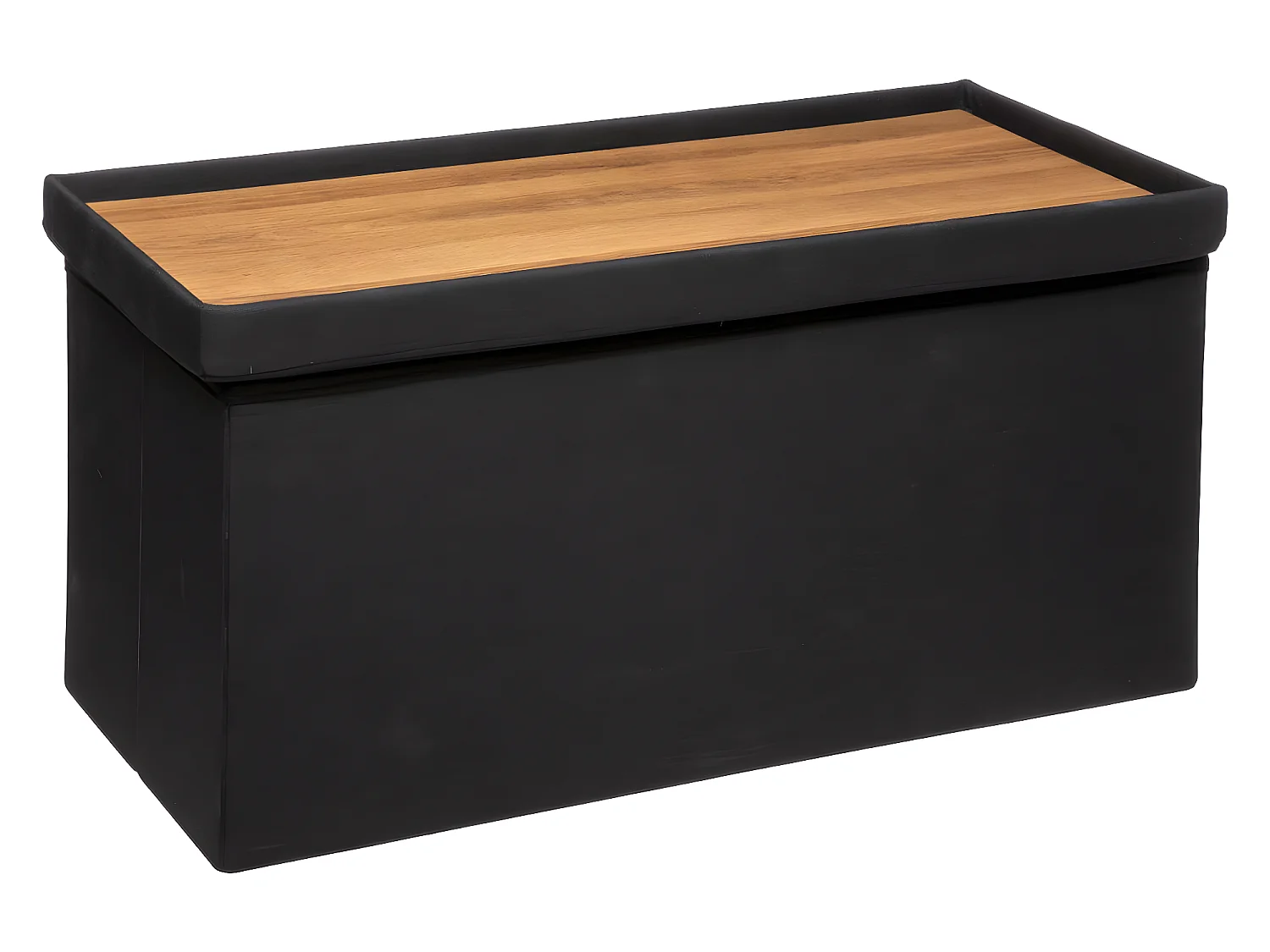 2 en 1 Pouf pliant double et Coffre de rangement Noir 76 x 37.5 cm