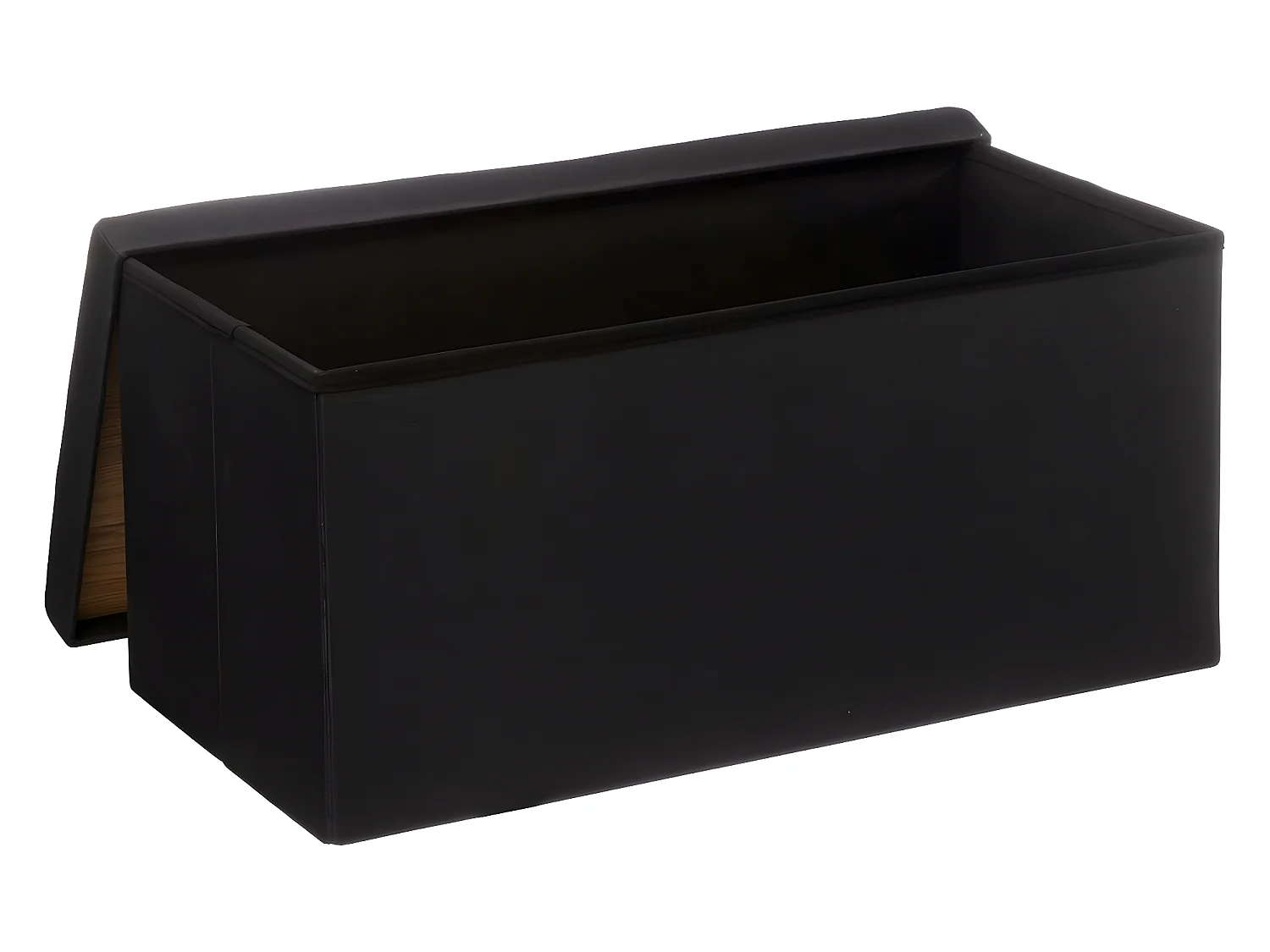 2 en 1 Pouf pliant double et Coffre de rangement Noir 76 x 37.5 cm