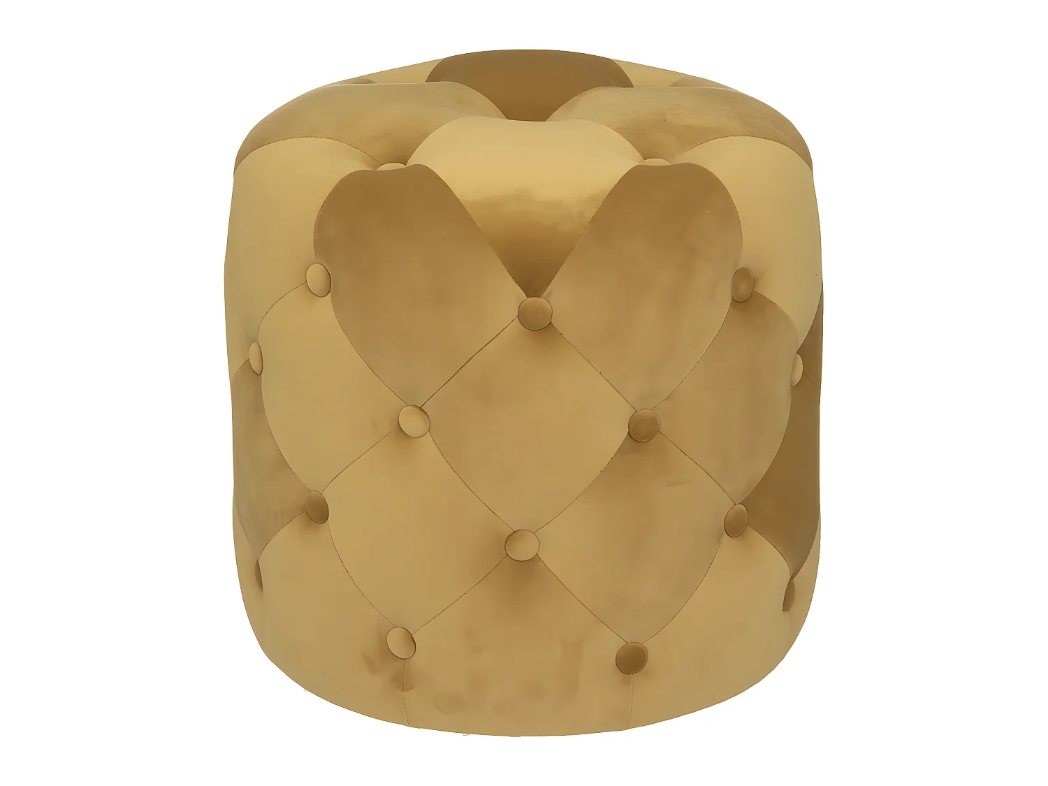 Pouf en Velours Capitonné Jaune Ocre 38 x 38 cm