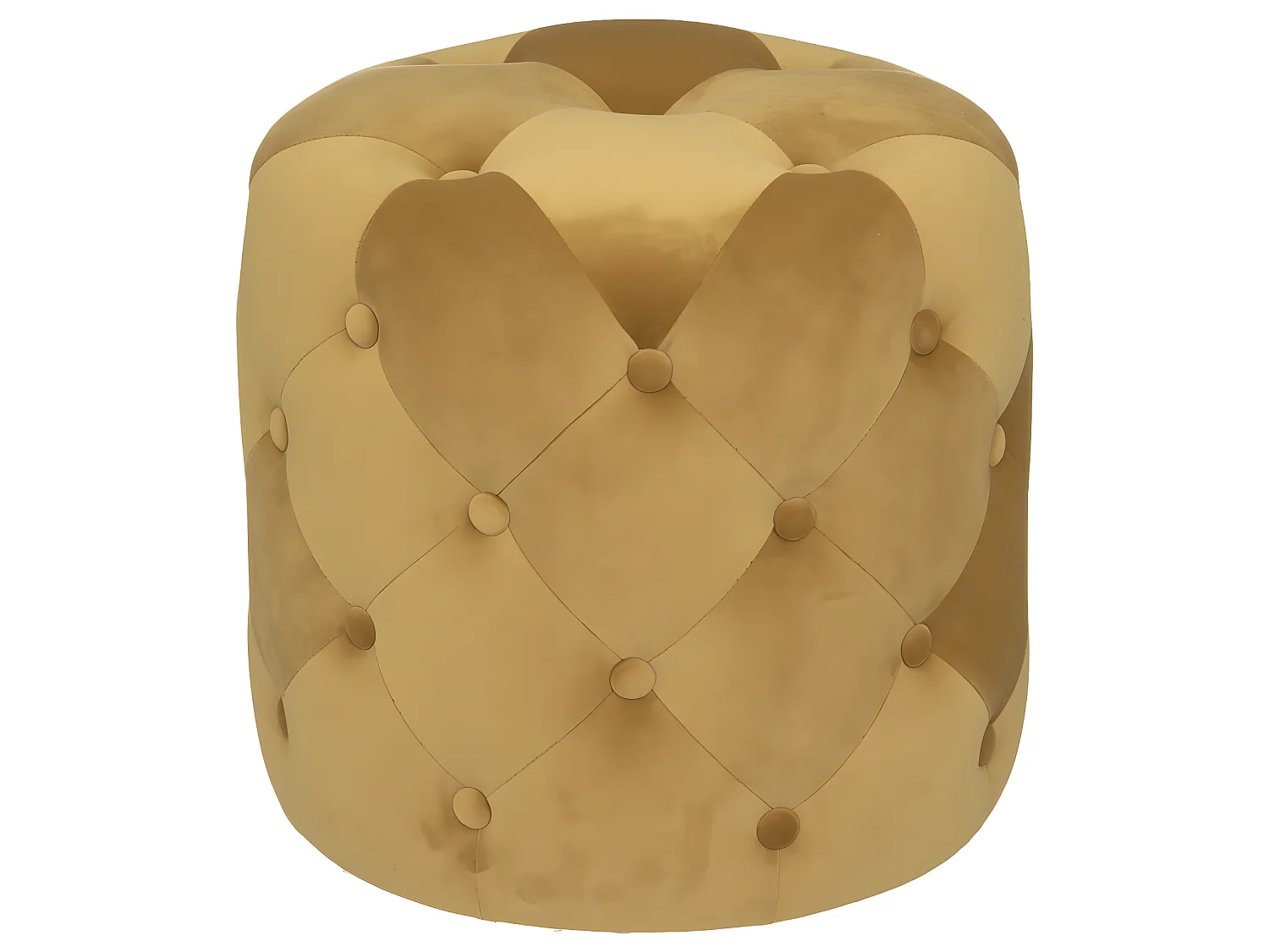Pouf en Velours Capitonné Jaune Ocre 38 x 38 cm