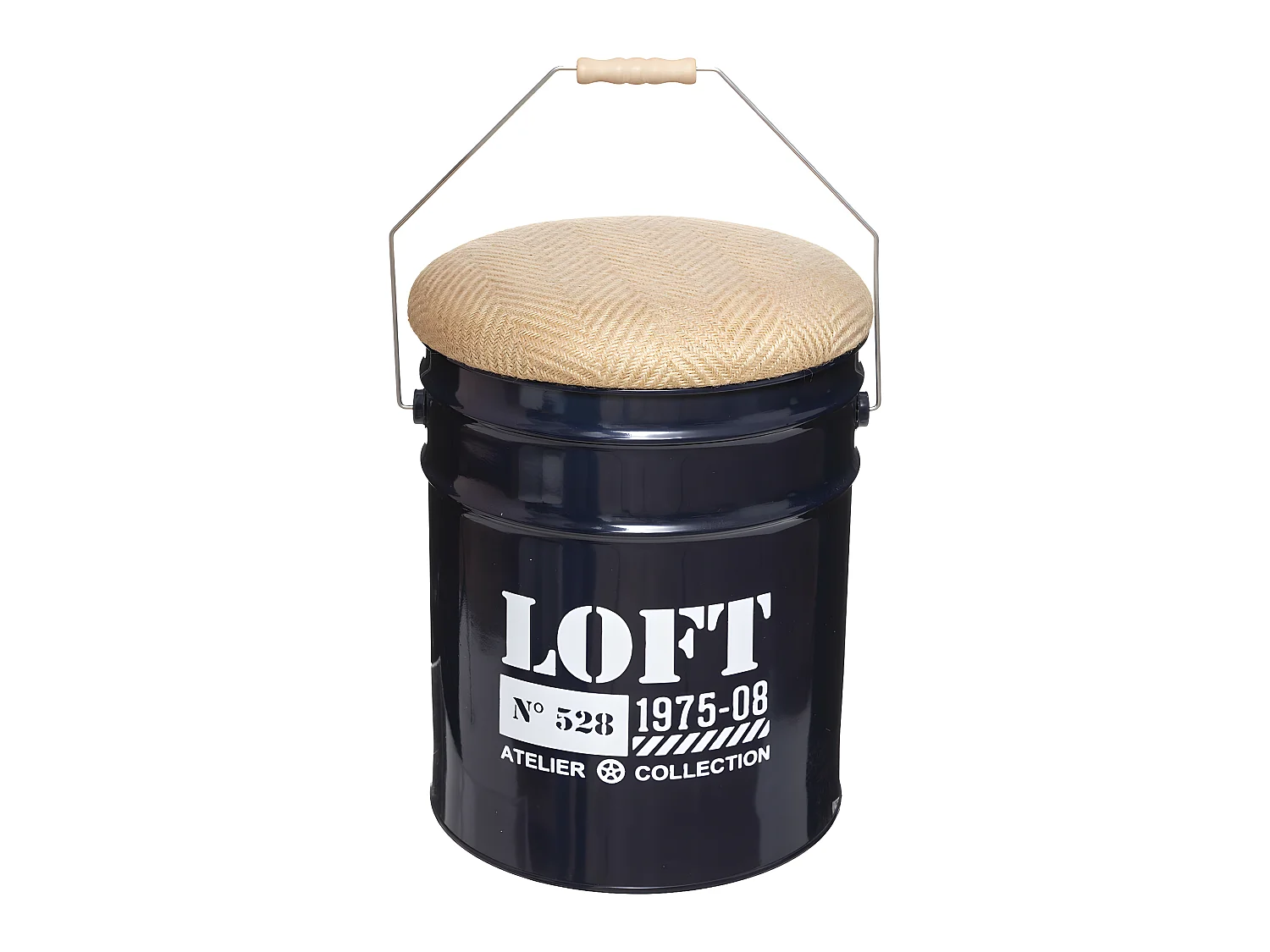 Lot de 2 Poufs Bidons & Coffres de rangement en Métal style industriel