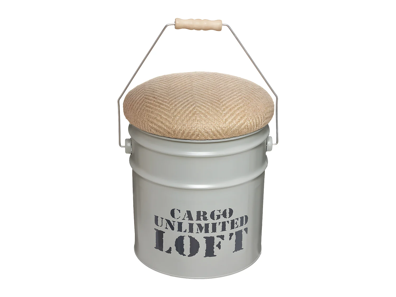 Lot de 2 Poufs Bidons & Coffres de rangement en Métal style industriel