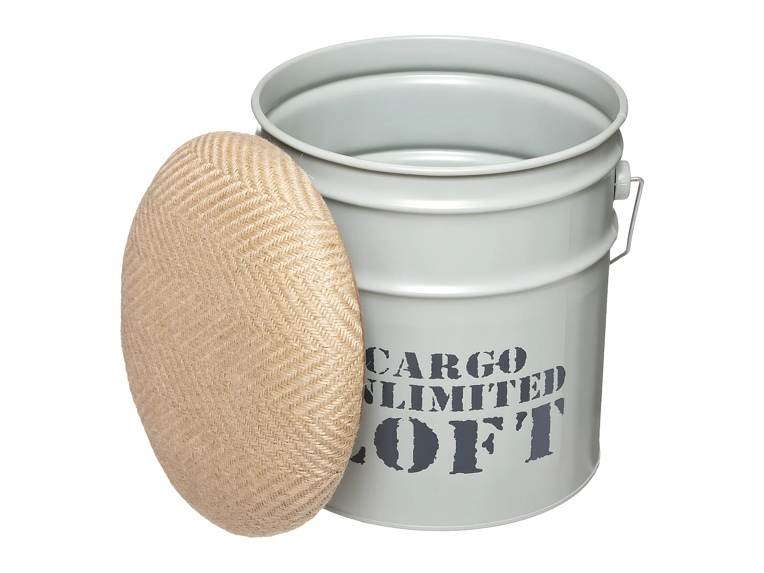 Lot de 2 Poufs Bidons & Coffres de rangement en Métal style industriel