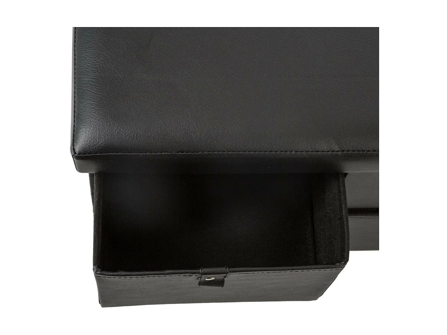 Pouf Pliant Double avec 6 Tiroirs coloris Noir  76.5 x H 38 cm