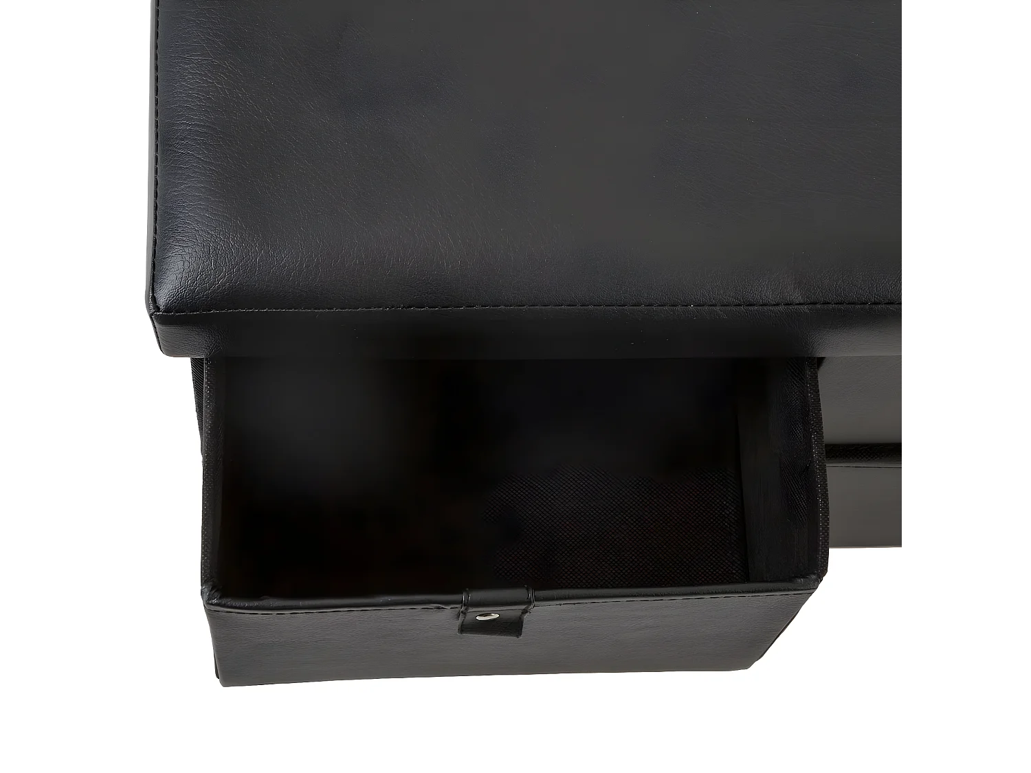 Pouf Pliant Double avec 6 Tiroirs coloris Noir  76.5 x H 38 cm