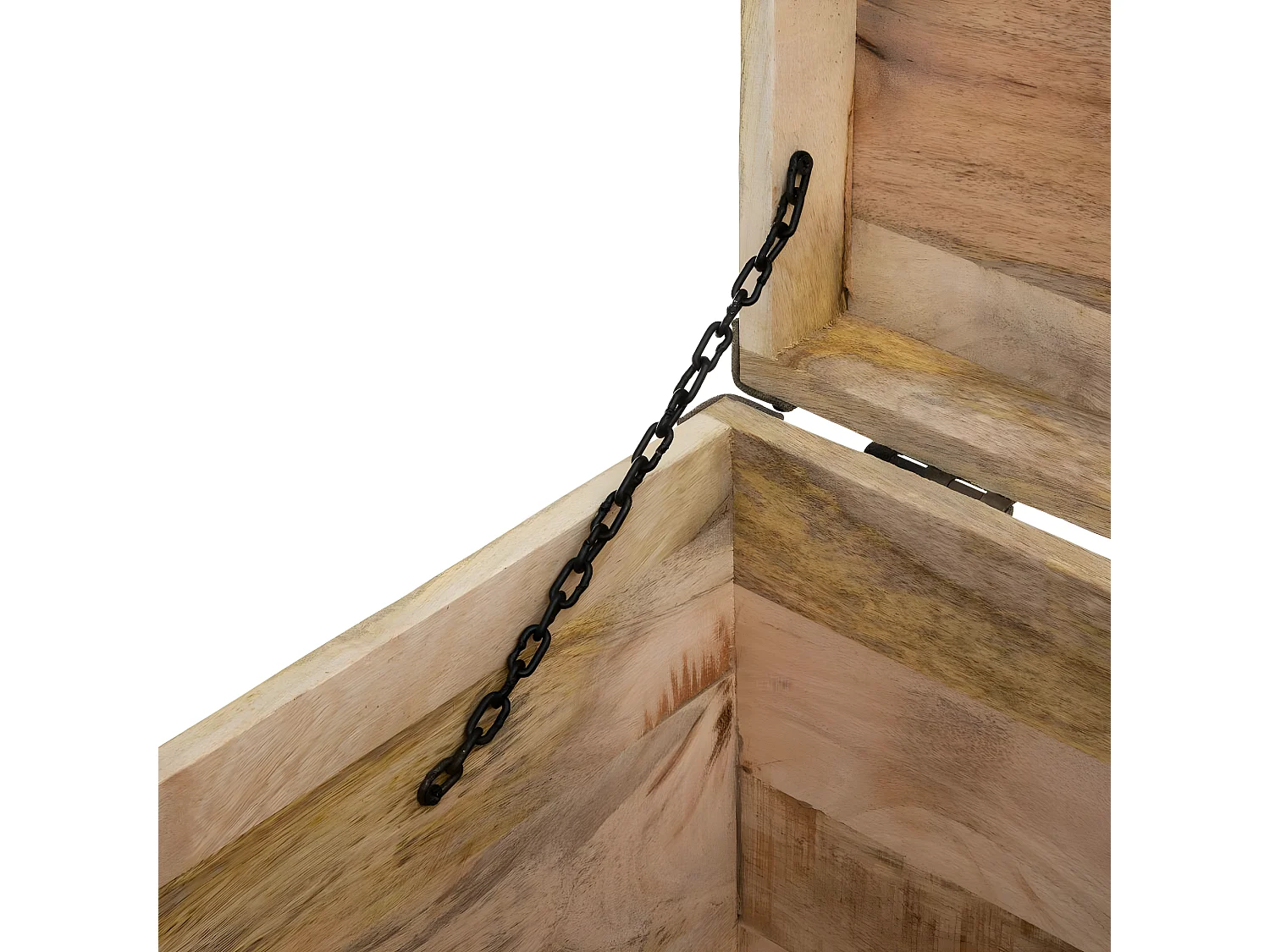 2 en 1 Pouf et  Malle de rangement en Bois de Manguier 45 x H 49 cm