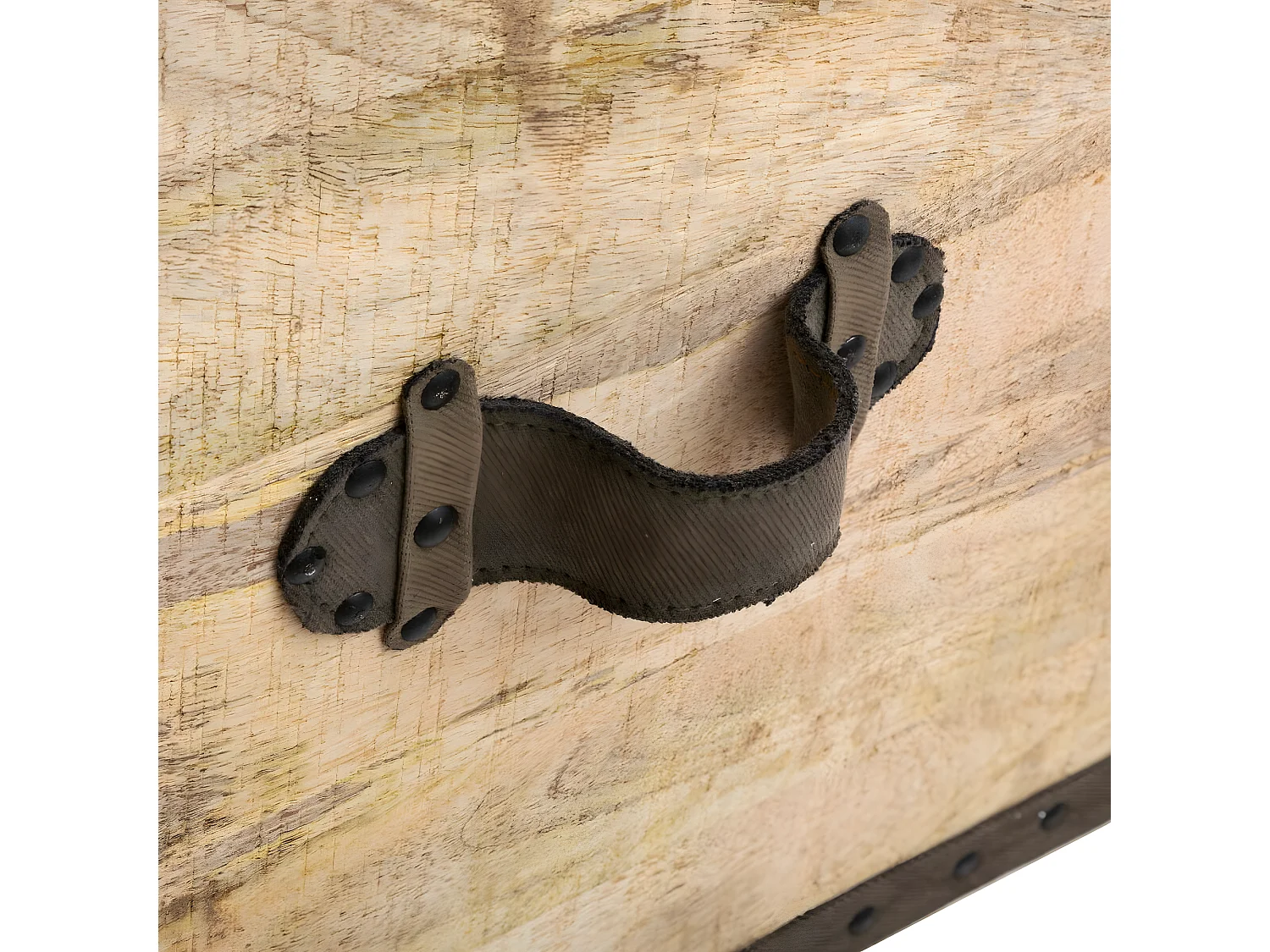 2 en 1 Pouf et  Malle de rangement en Bois de Manguier 45 x H 49 cm