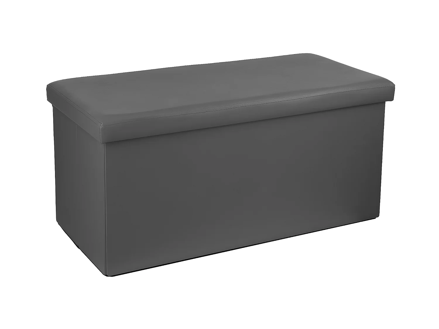 2 en 1 Pouf pliant double et coffre de rangement Vinyle Gris 76.6 x H 37.5 cm