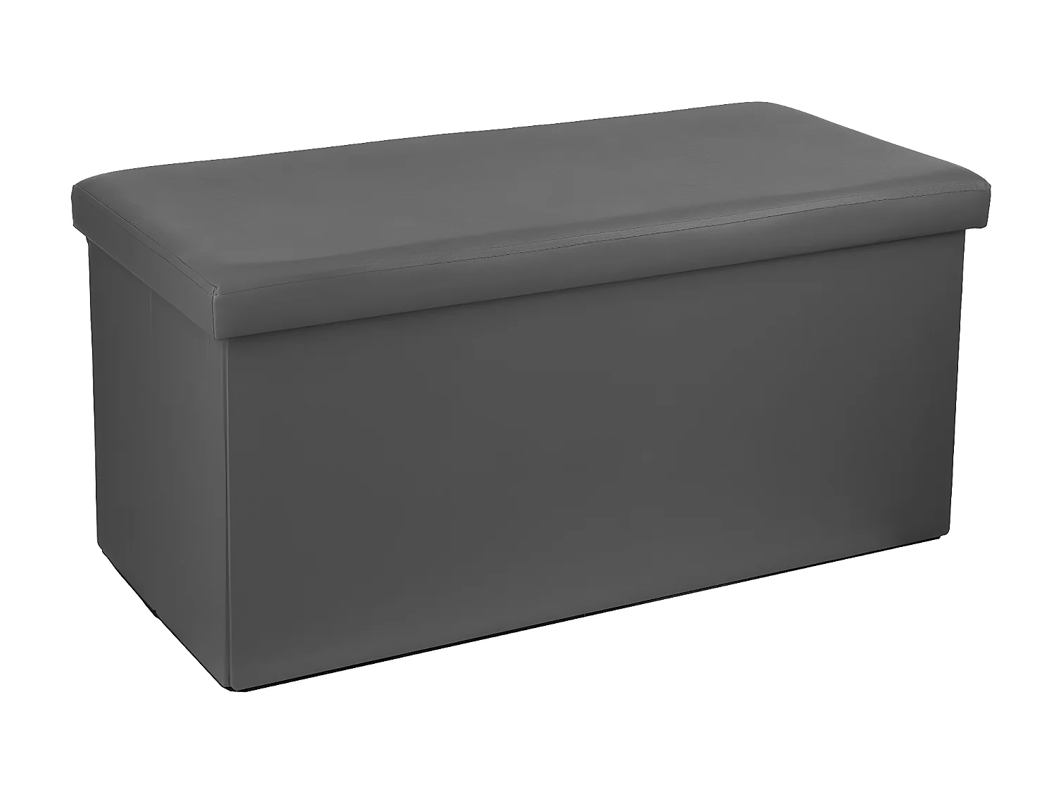2 en 1 Pouf pliant double et coffre de rangement Vinyle Gris 76.6 x H 37.5 cm