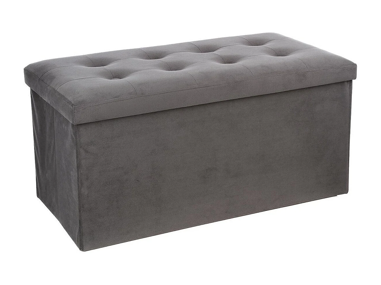 Pufe Duplo Dobrável Lysandre Contemporary Veludo Cinza 76x38 cm