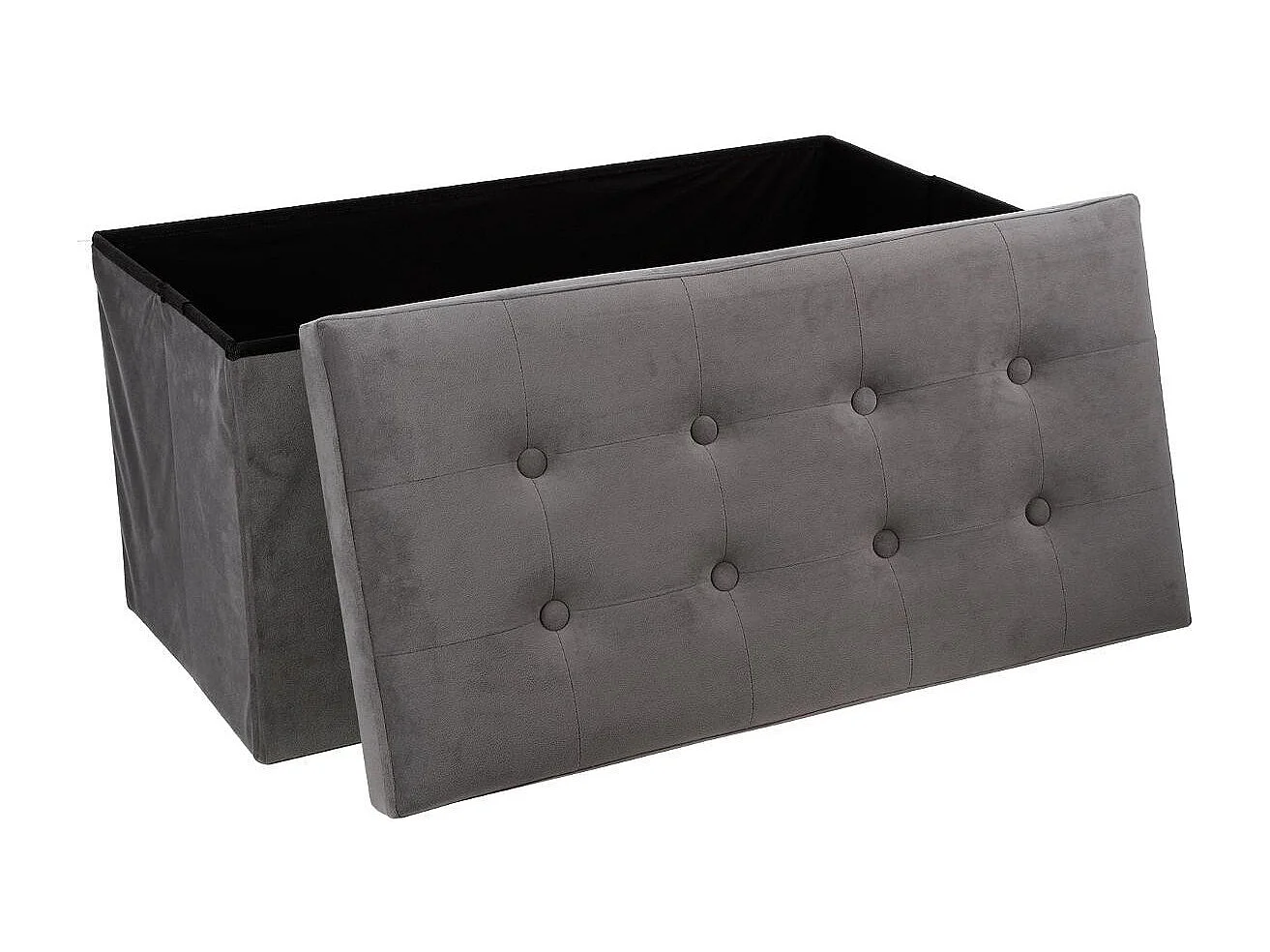 Pufe Duplo Dobrável Lysandre Contemporary Veludo Cinza 76x38 cm