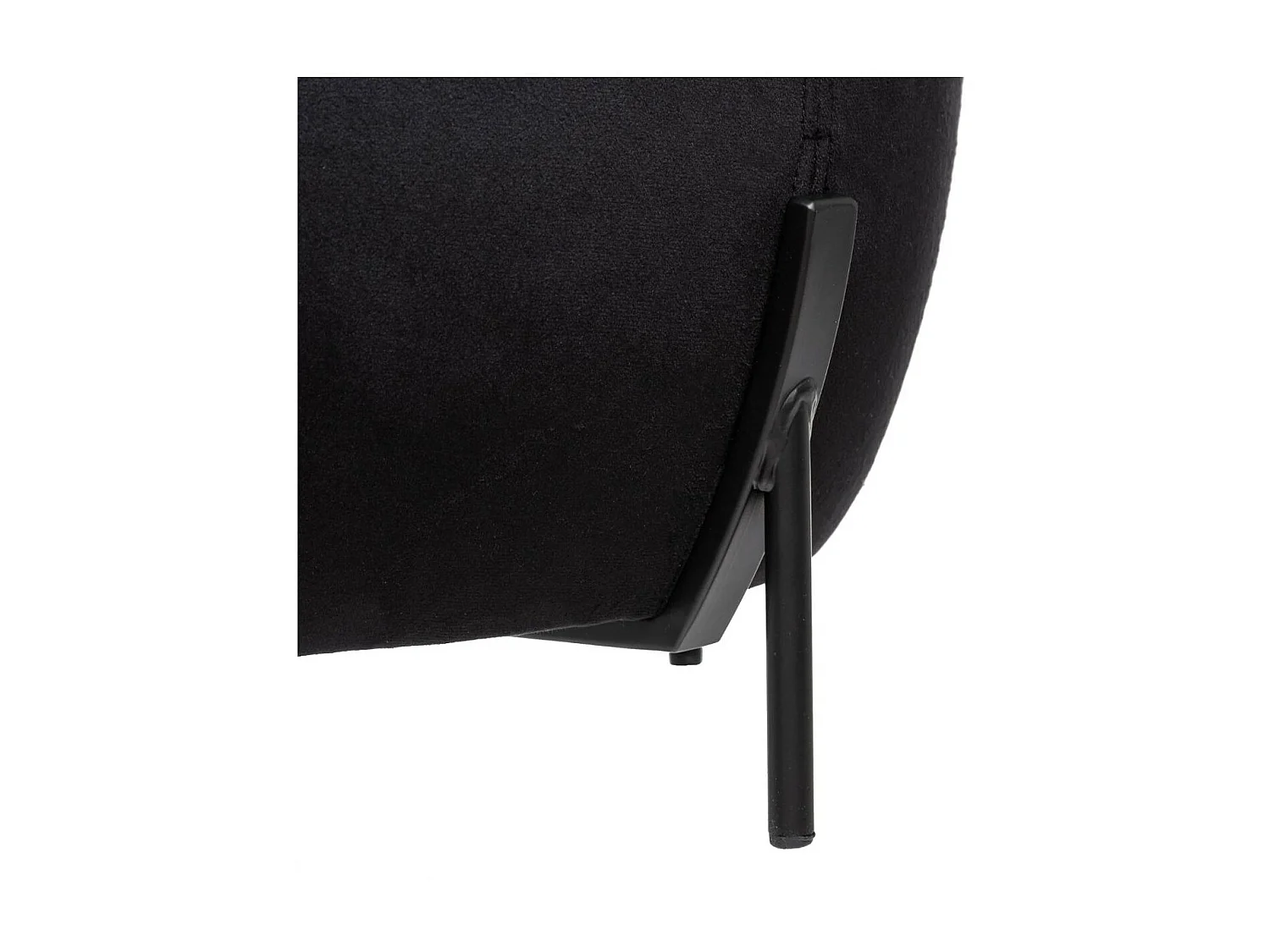 Pouf en Velours Noir et Pieds en Métal D 44 x H 35 cm