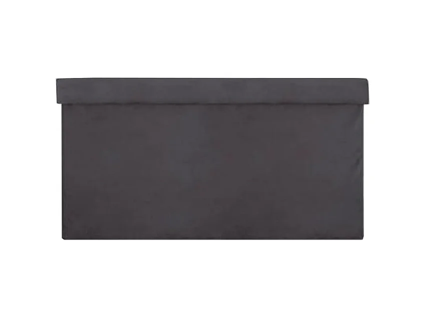 2 en 1 Pouf pliant double et coffre de rangement Velours Gris foncé 76 x H 38 cm