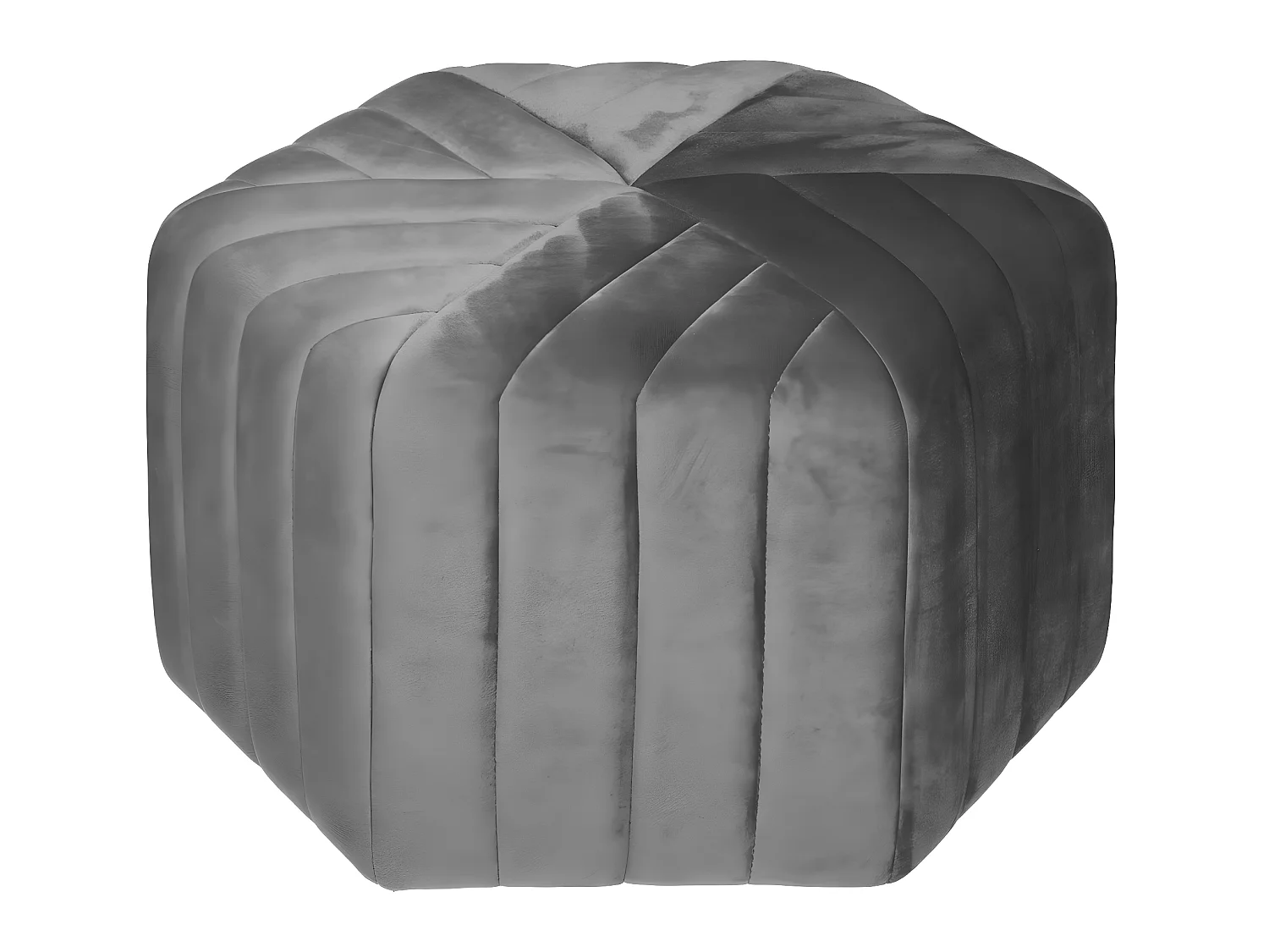 Pouf en Velours Gris assise large 52 x 48 cm