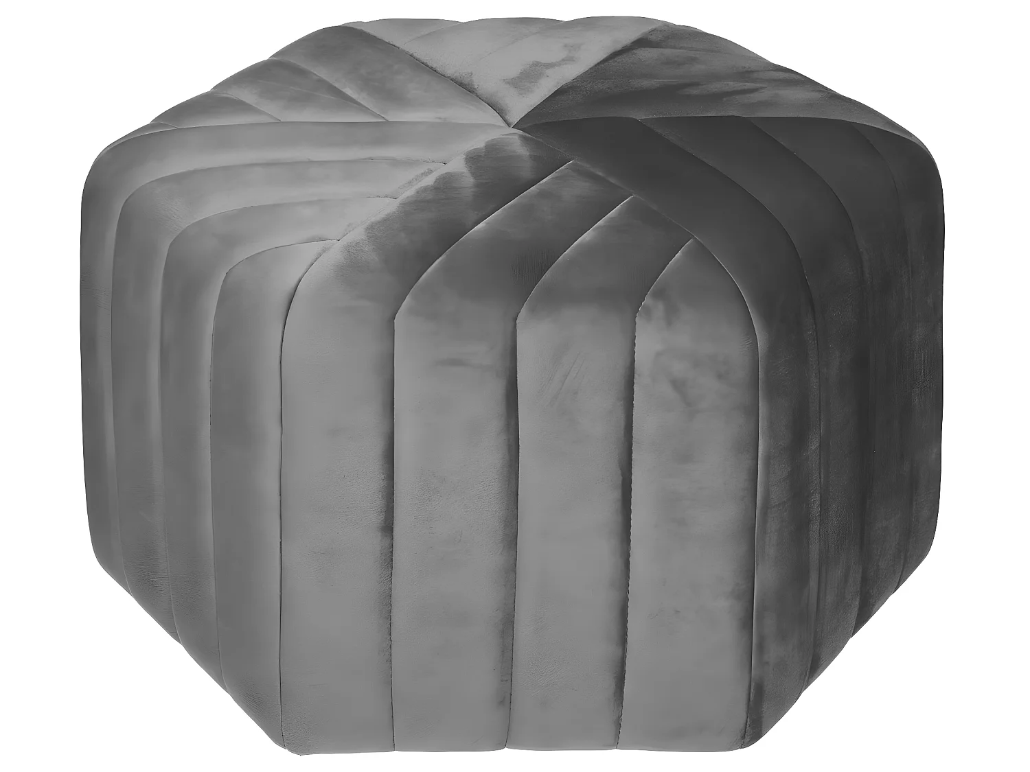 Pouf en Velours Gris assise large 52 x 48 cm