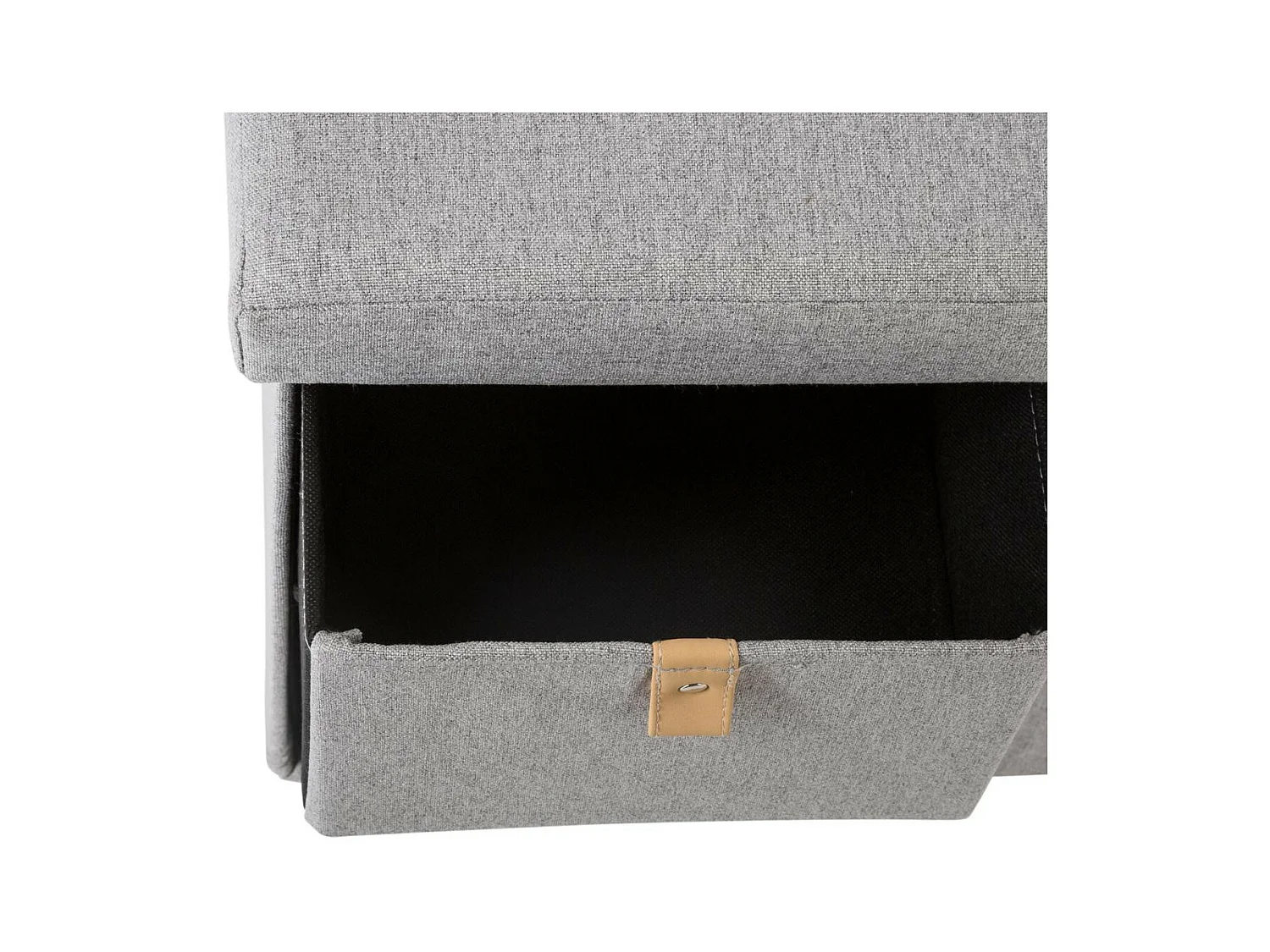 Pouf Pliant Double avec 6 Tiroirs coloris Gris Suède 76.5 x H 38 cm