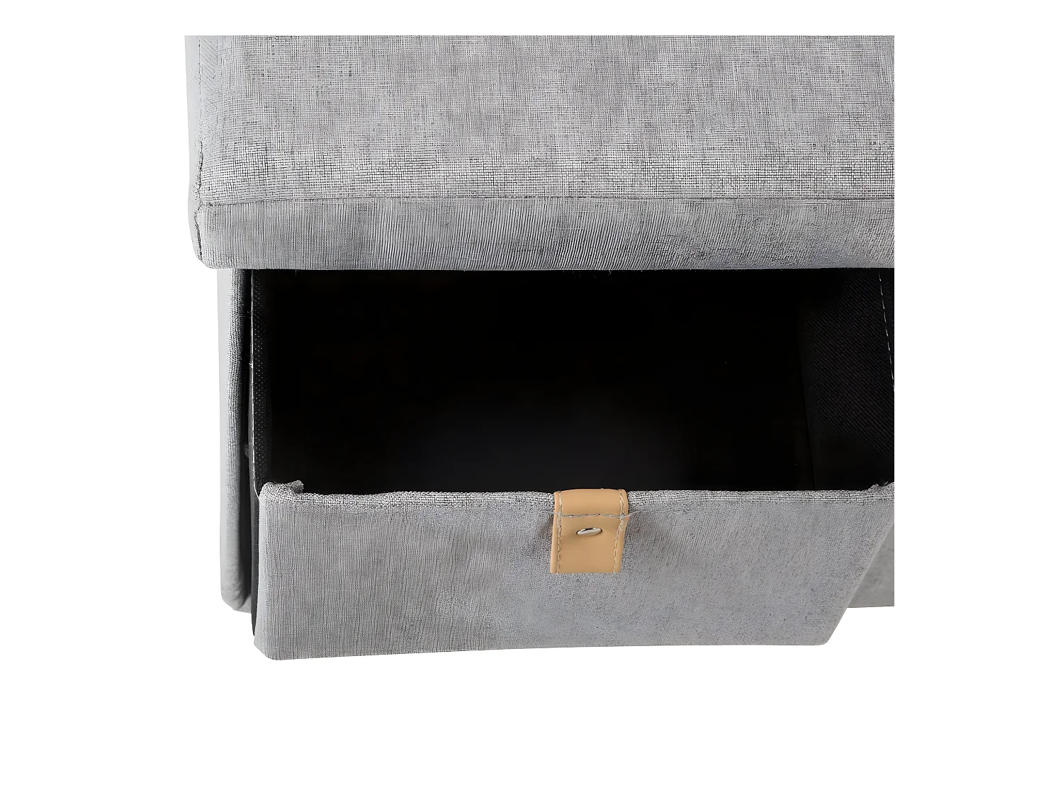 Pouf Pliant Double avec 6 Tiroirs coloris Gris Suède 76.5 x H 38 cm