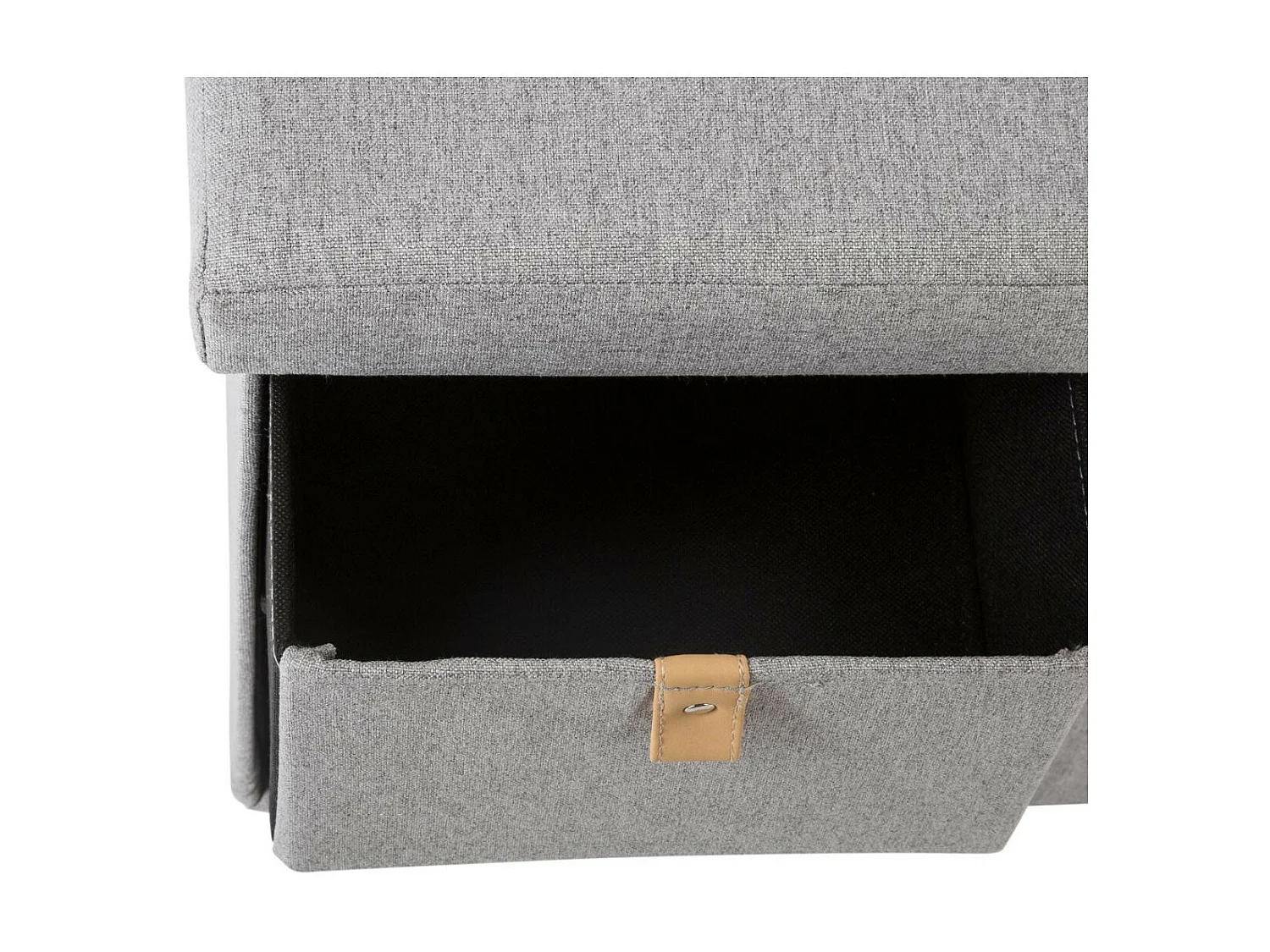 Pouf Pliant Double avec 6 Tiroirs coloris Gris Suède 76.5 x H 38 cm