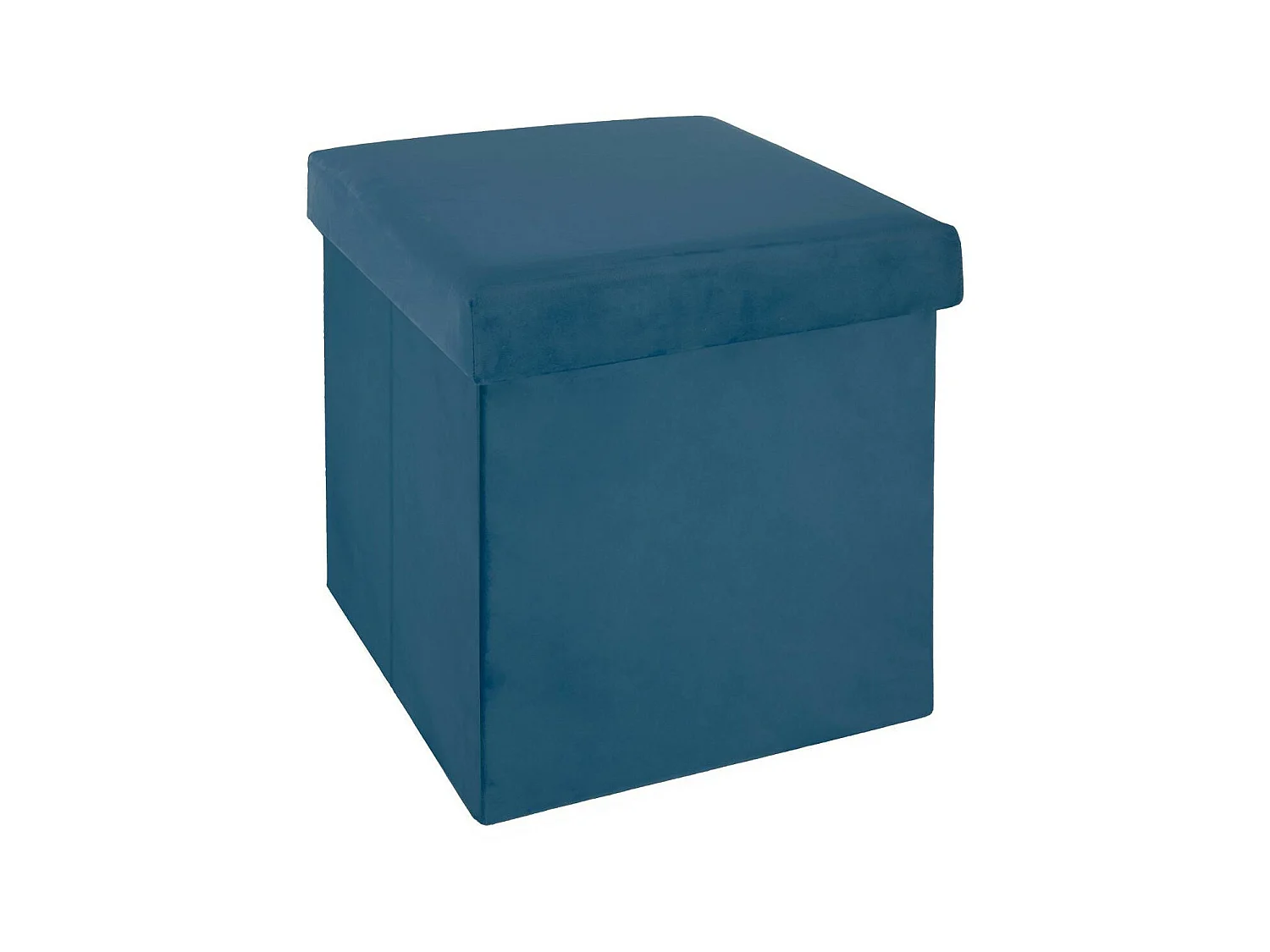 2 en 1 Pouf pliant et coffre de rangement Velours Bleu 38 x 38 cm