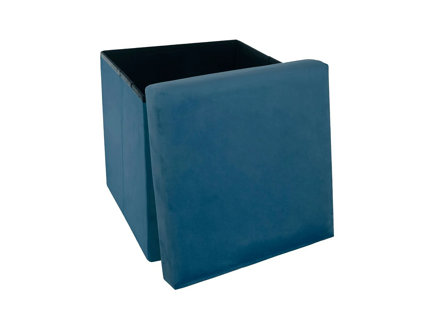 2 en 1 Pouf pliant et coffre de rangement Velours Bleu 38 x 38 cm