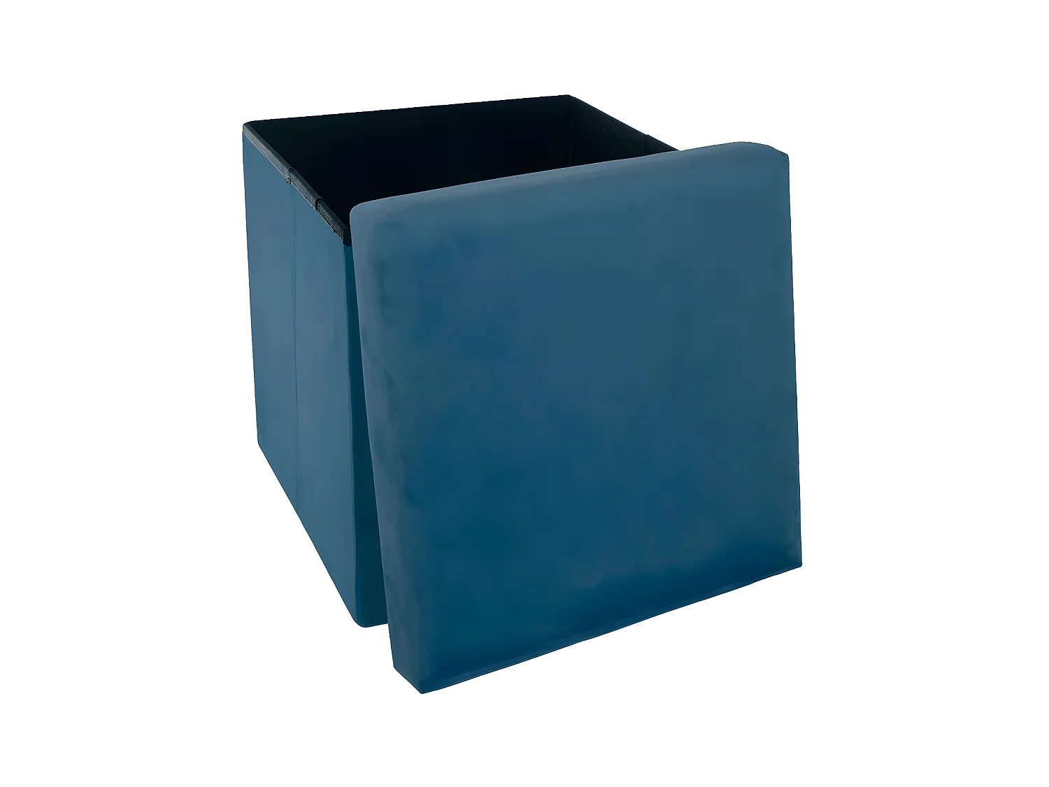 2 en 1 Pouf pliant et coffre de rangement Velours Bleu 38 x 38 cm