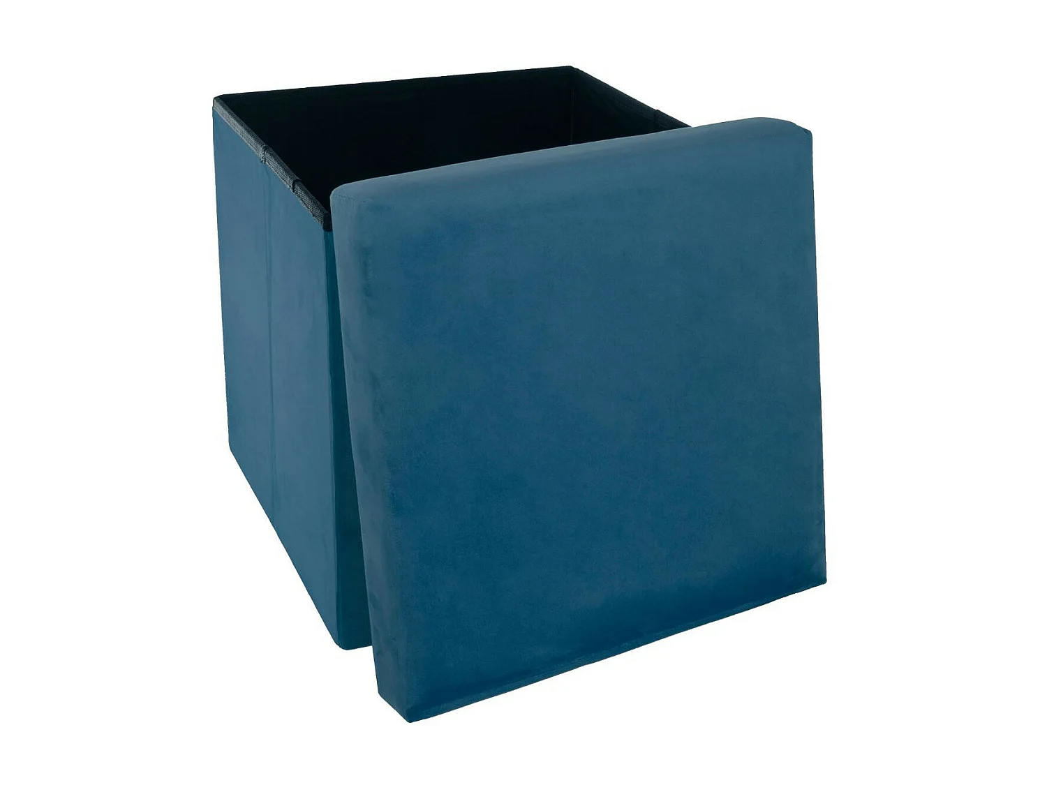 2 en 1 Pouf pliant et coffre de rangement Velours Bleu 38 x 38 cm