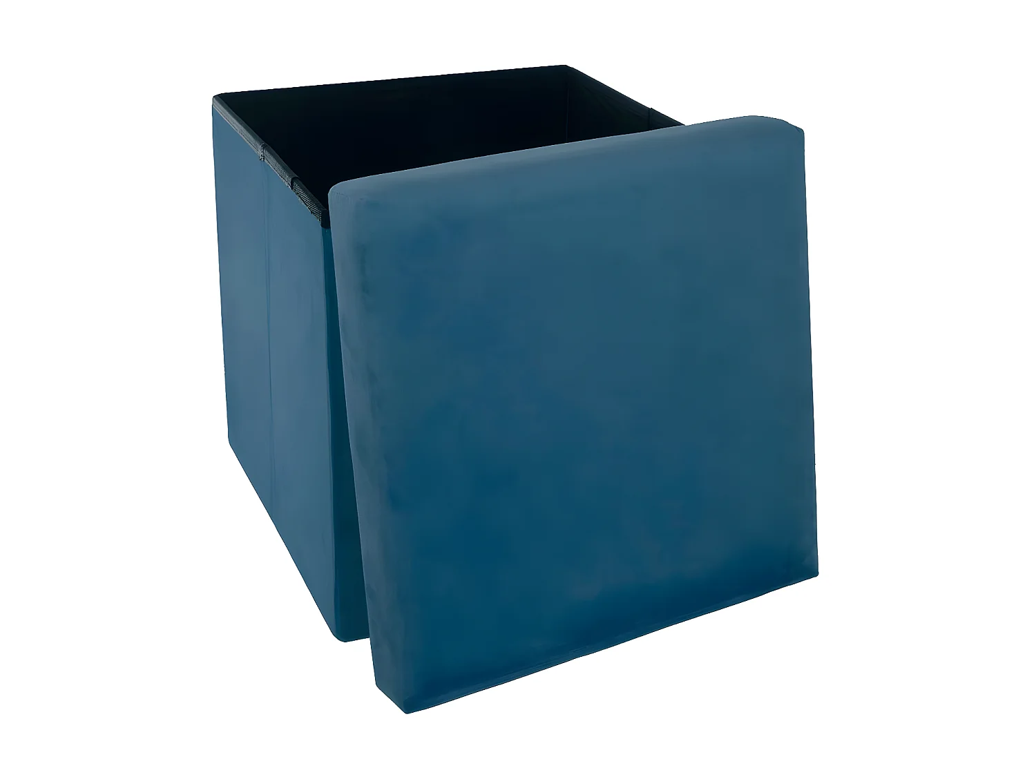 2 en 1 Pouf pliant et coffre de rangement Velours Bleu 38 x 38 cm