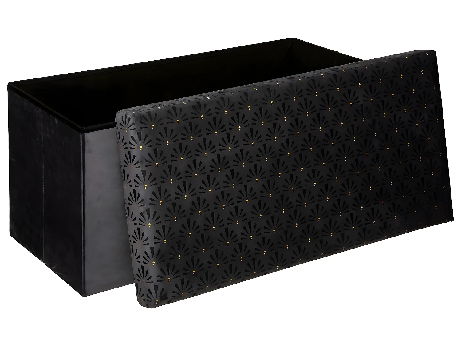 2 en 1 Pouf pliant double et Coffre de rangement en Velours Gris 76 x 38 cm