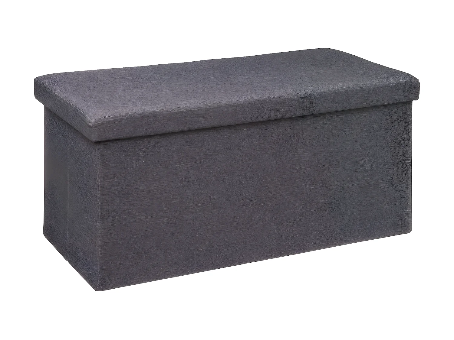 2 en 1 Pouf pliant double et Coffre de rangement Gris foncé 76 x 37.5 cm
