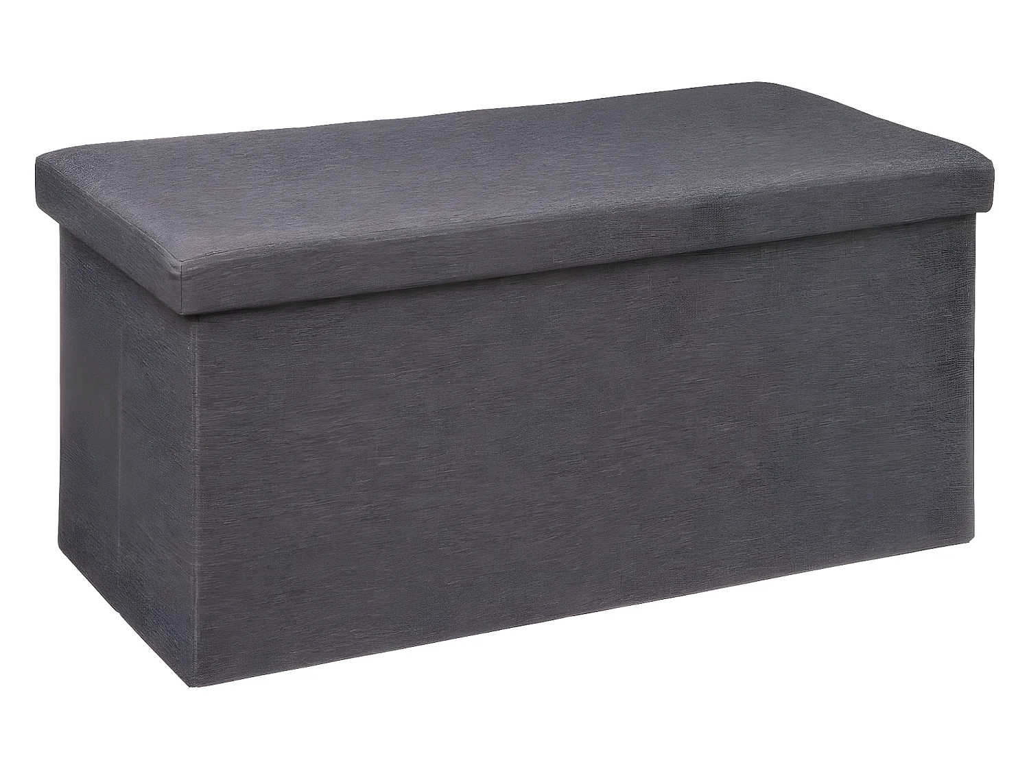 2 en 1 Pouf pliant double et Coffre de rangement Gris foncé 76 x 37.5 cm